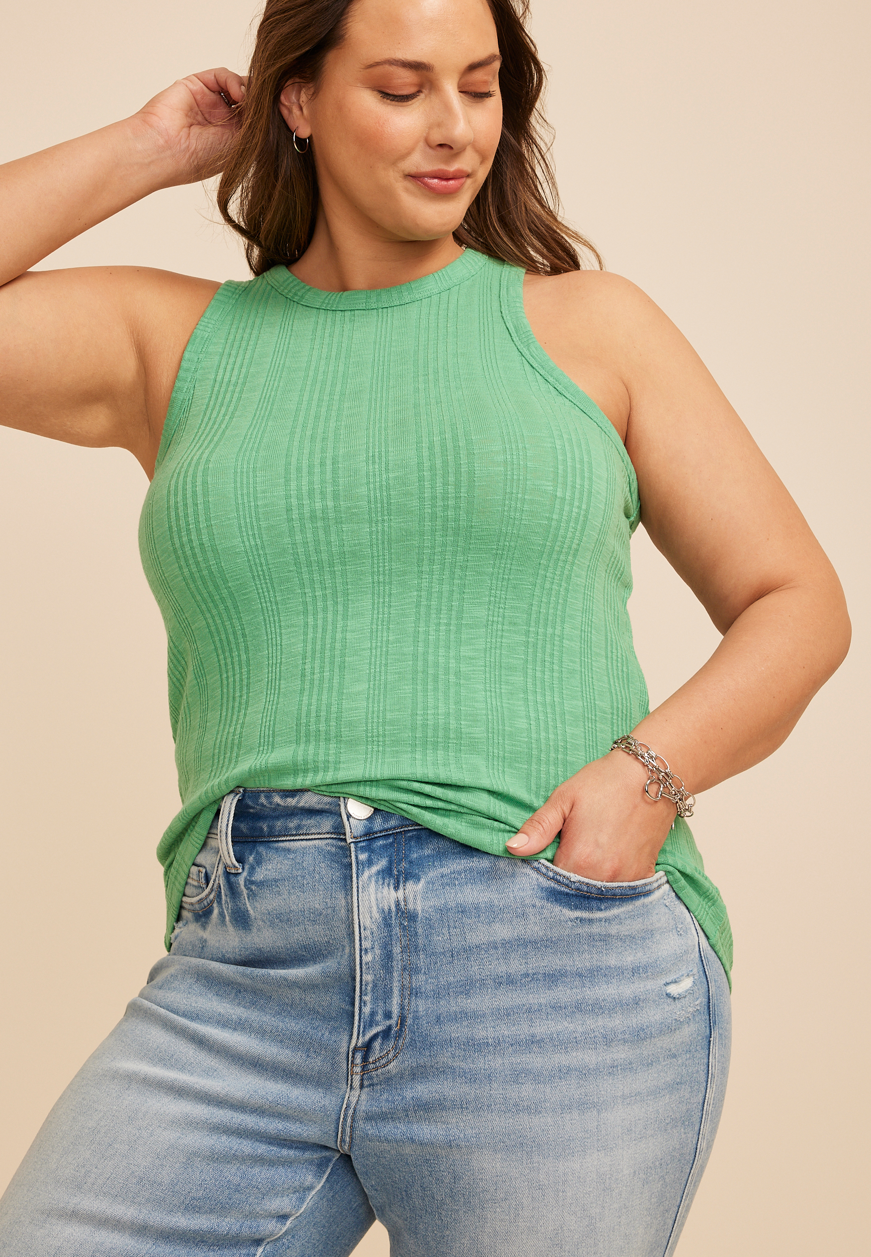 Plus Size 24/7 Variegated Ribbed Highline Tank Top