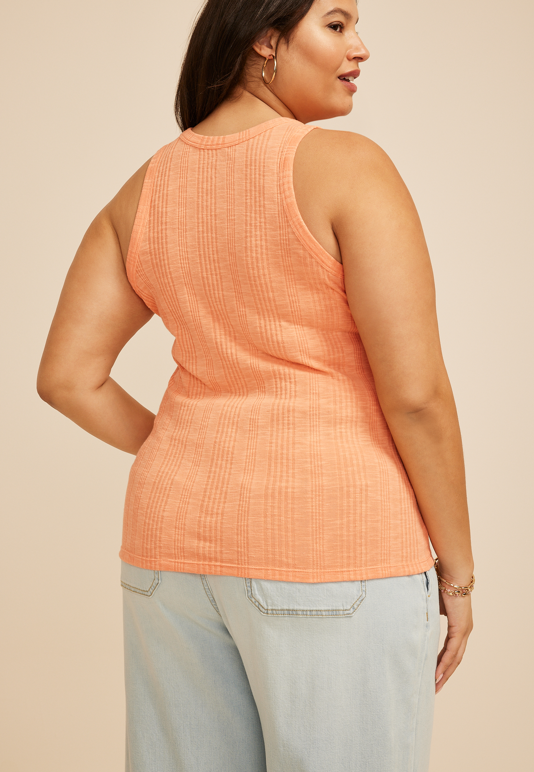 Plus Size 24/7 Variegated Ribbed Highline Tank Top, C7932, large