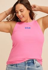Plus Size 24/7 Highline Embroidered USA Tank Top, C4659, small