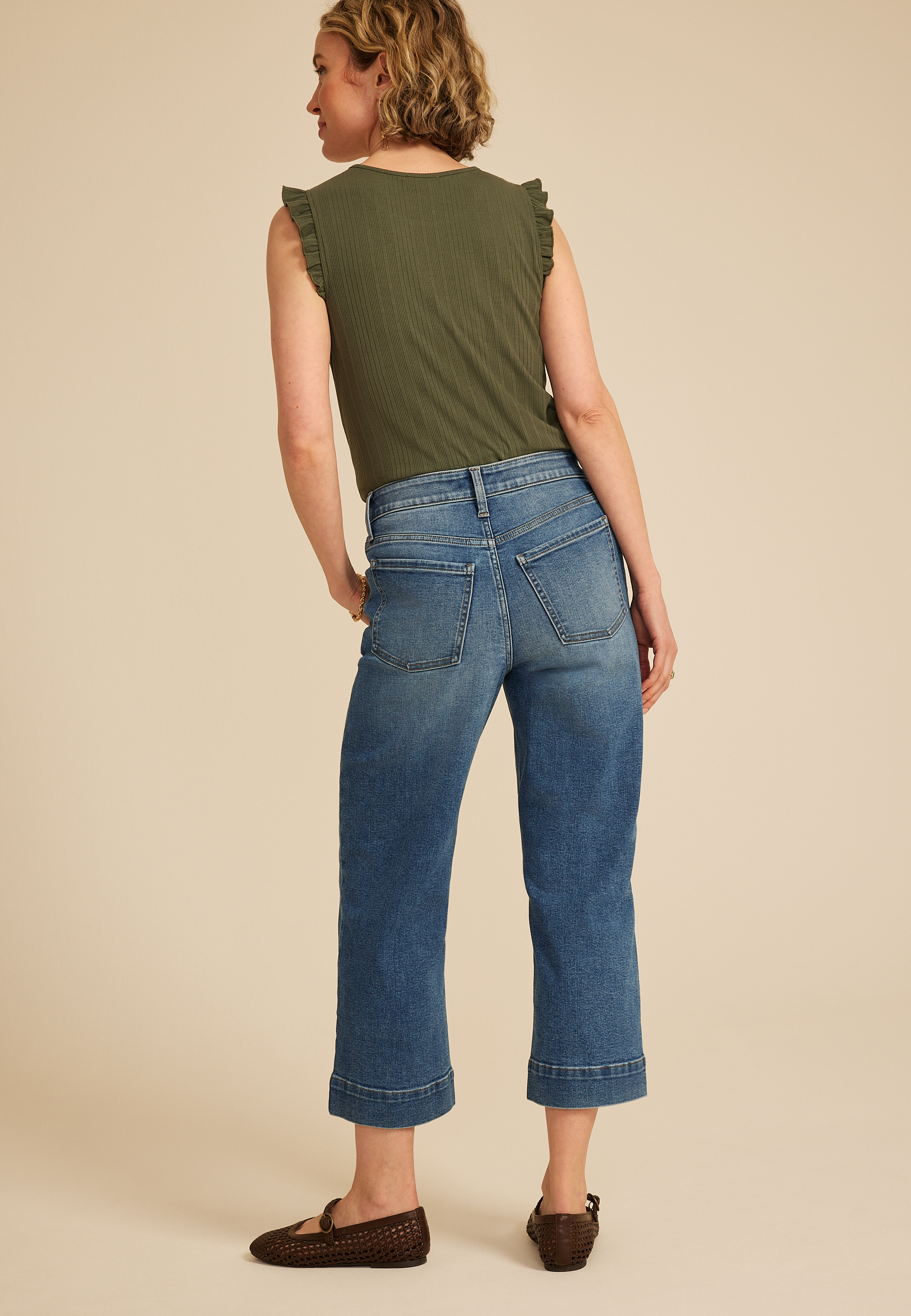 m jeans by maurices&trade; High Rise Patch Pocket Wide Leg Cropped Jean, C3337, large