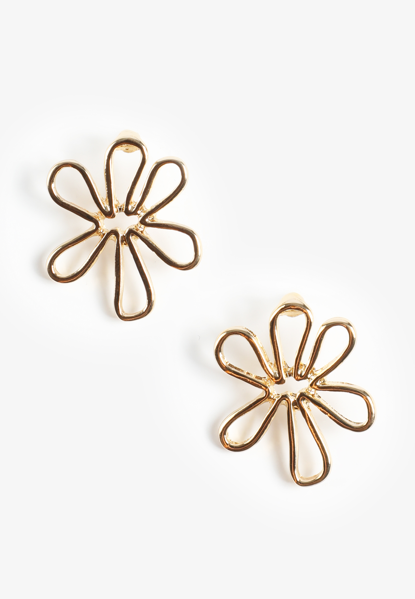 Gold Wire Flower Stud Earrings