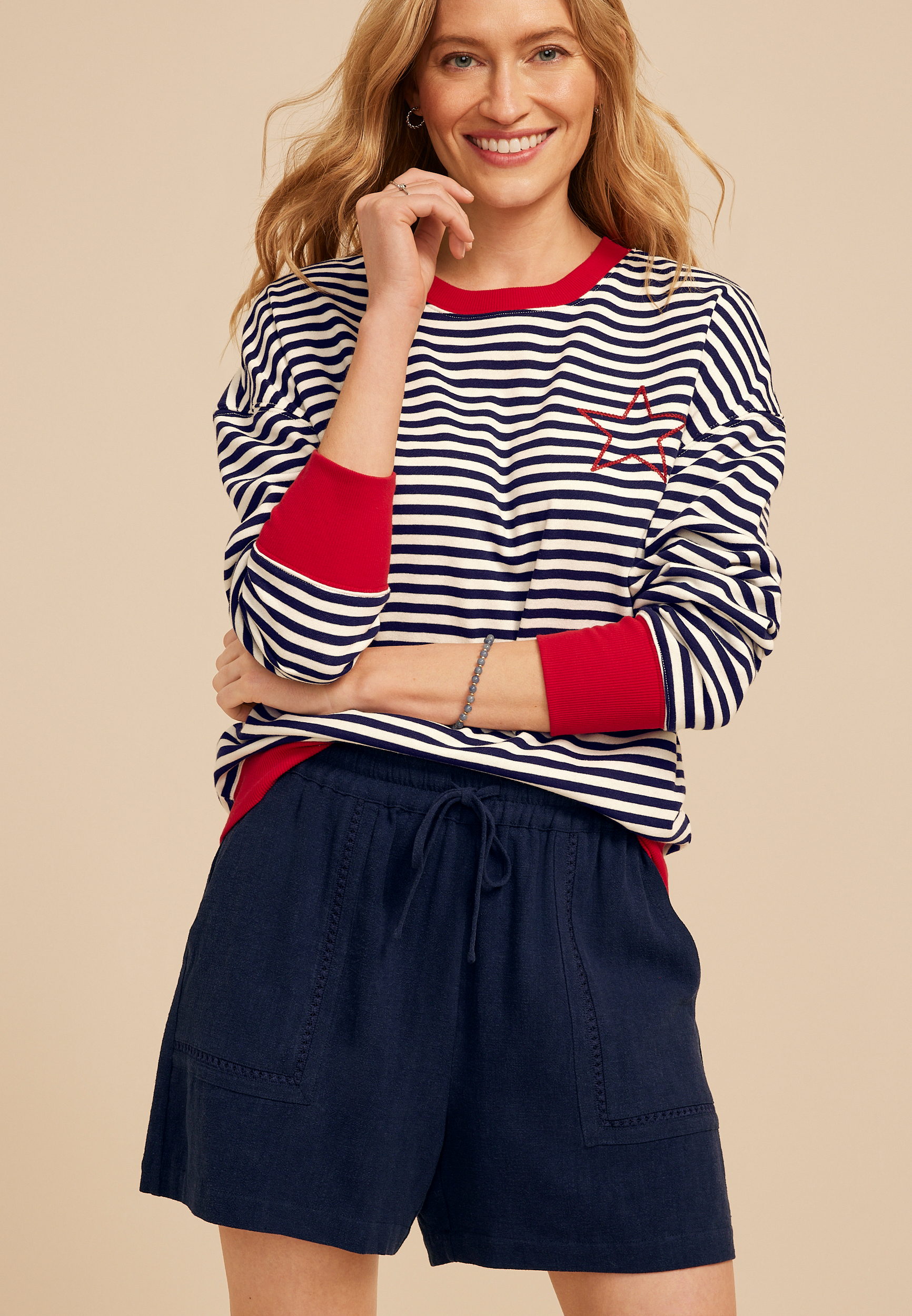 High Rise Ladder Trim Linen Like Short