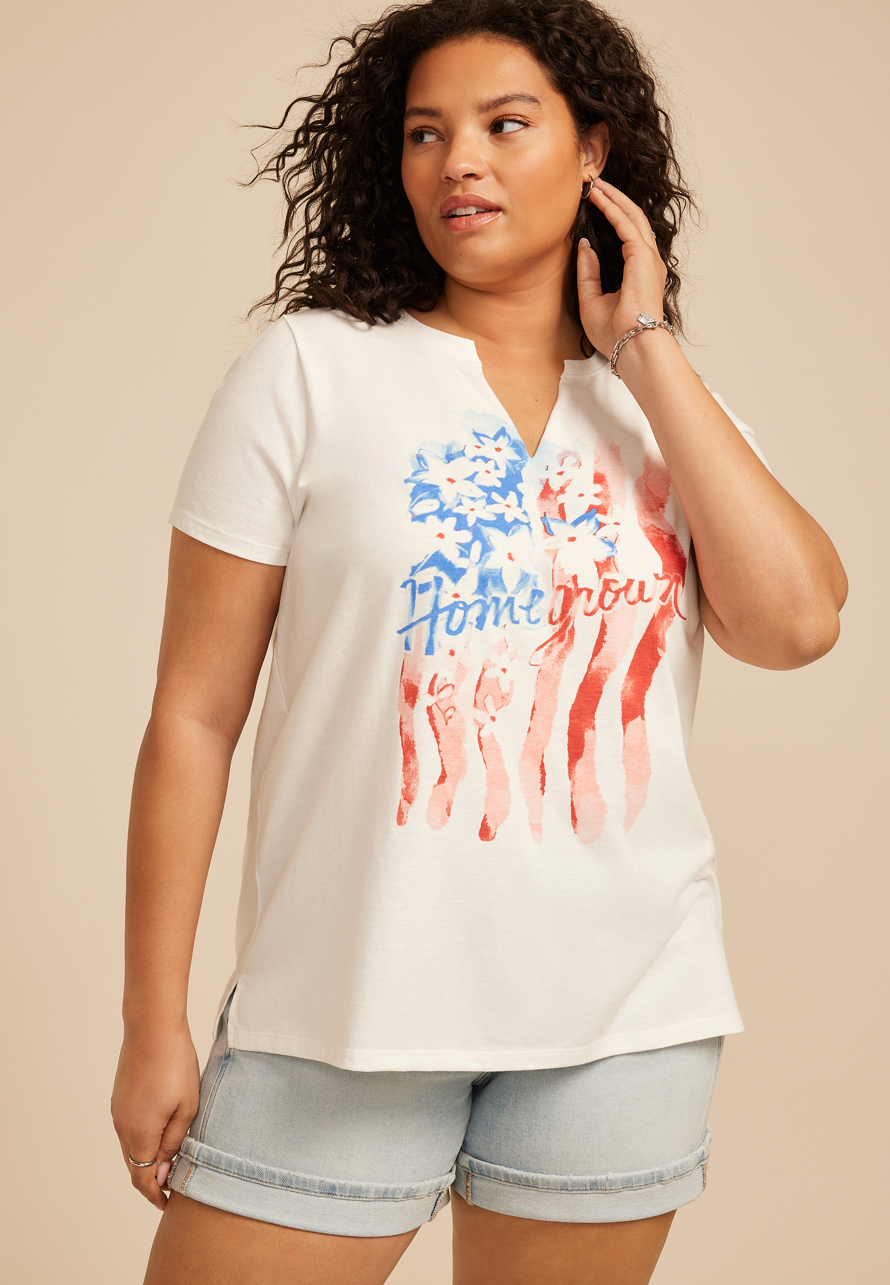 Plus Size Homegrown Americana Classic Fit Graphic Tee