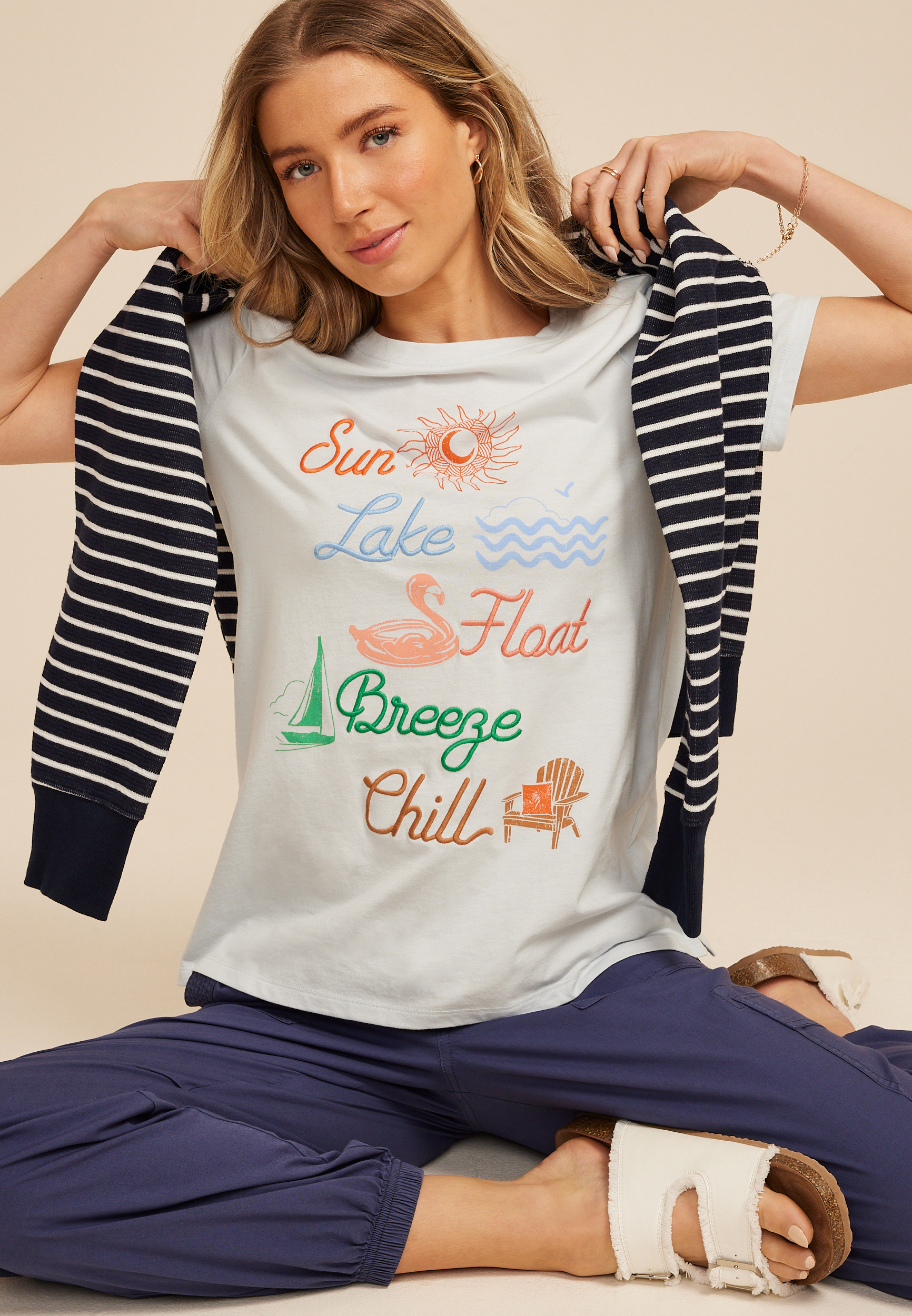 Sun Lake Float Breeze Chill Classic Fit Graphic Tee