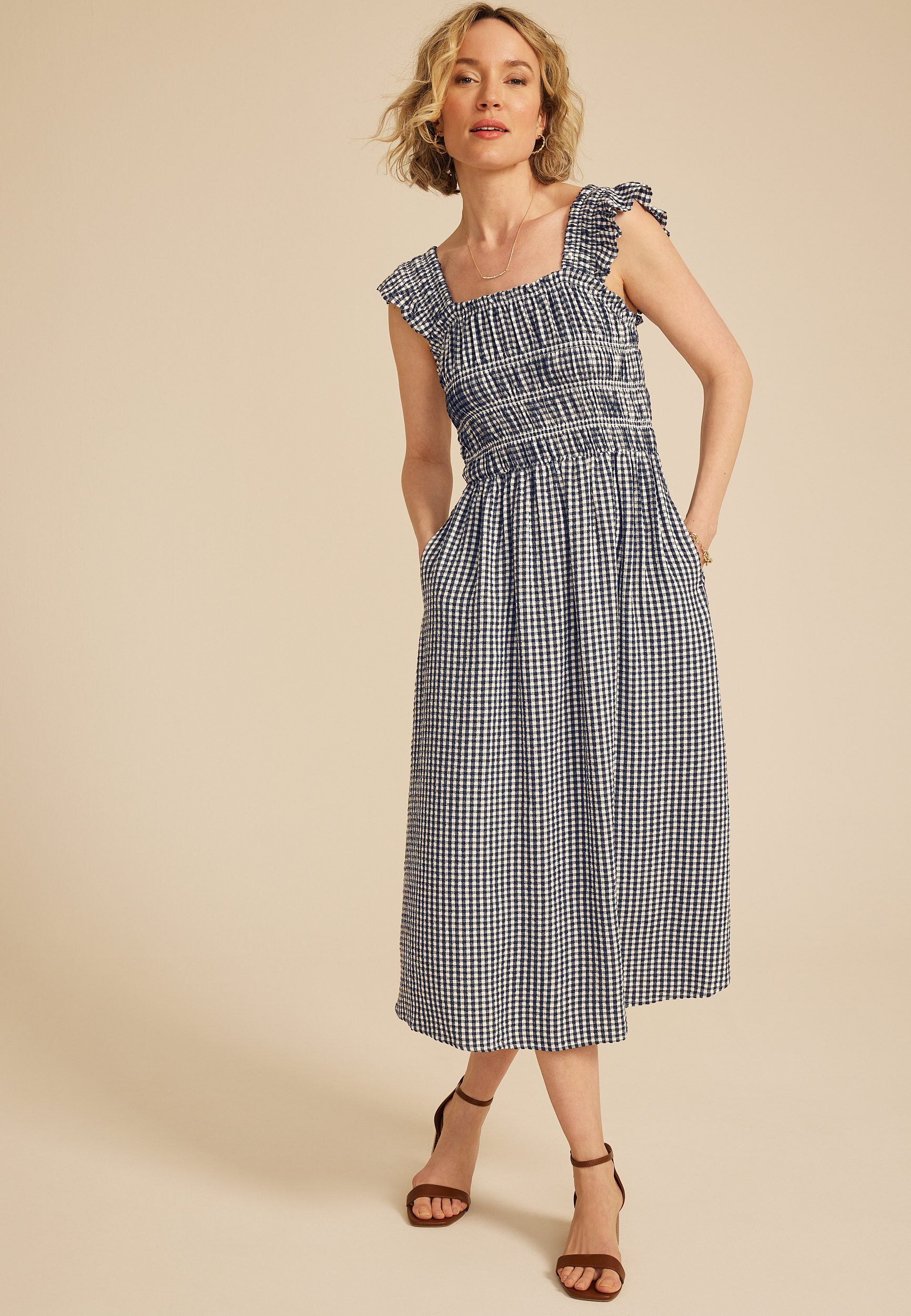 fitted lace wedding dress Kara Gingham Dress main image 1