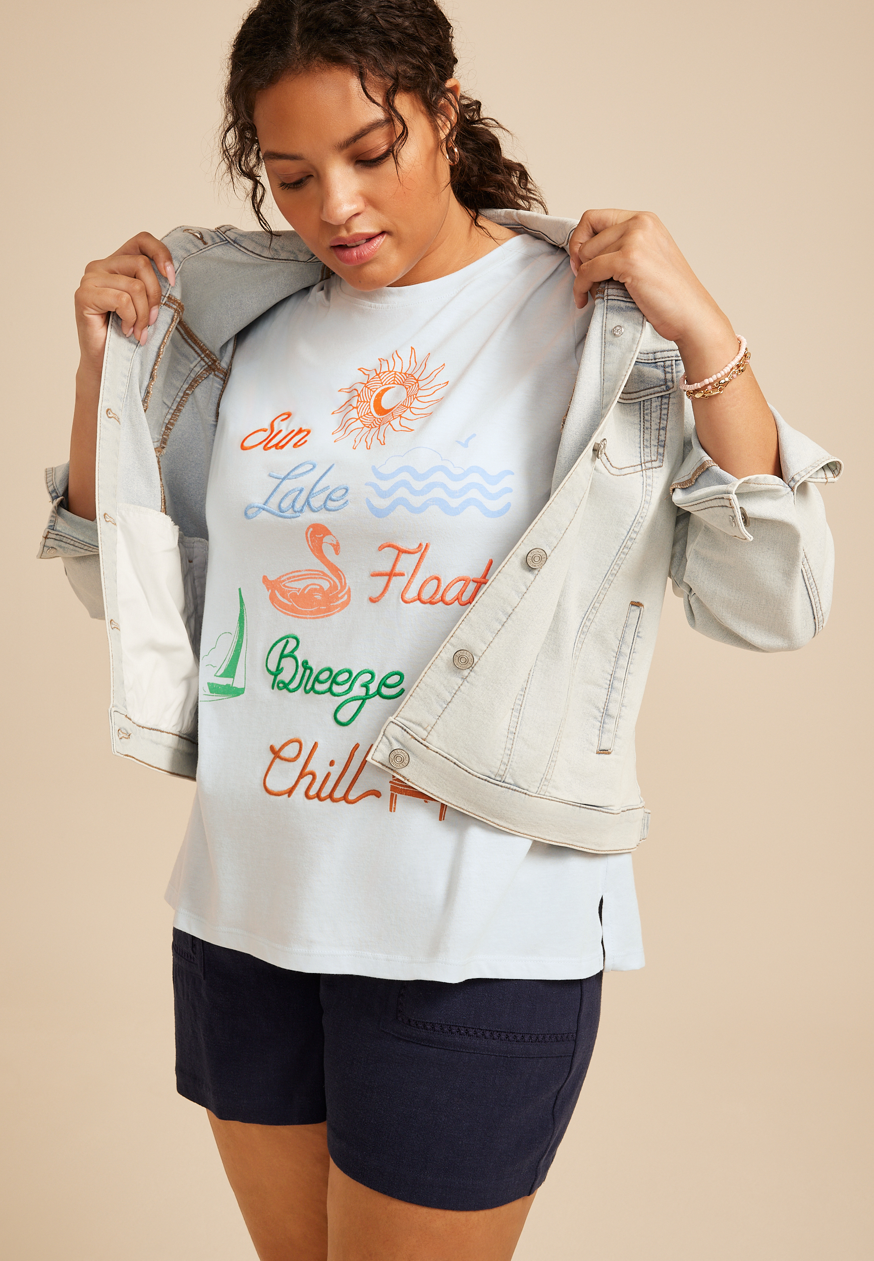 Plus Size Sun Lake Float Breeze Chill Classic Fit Graphic Tee, C9476, large