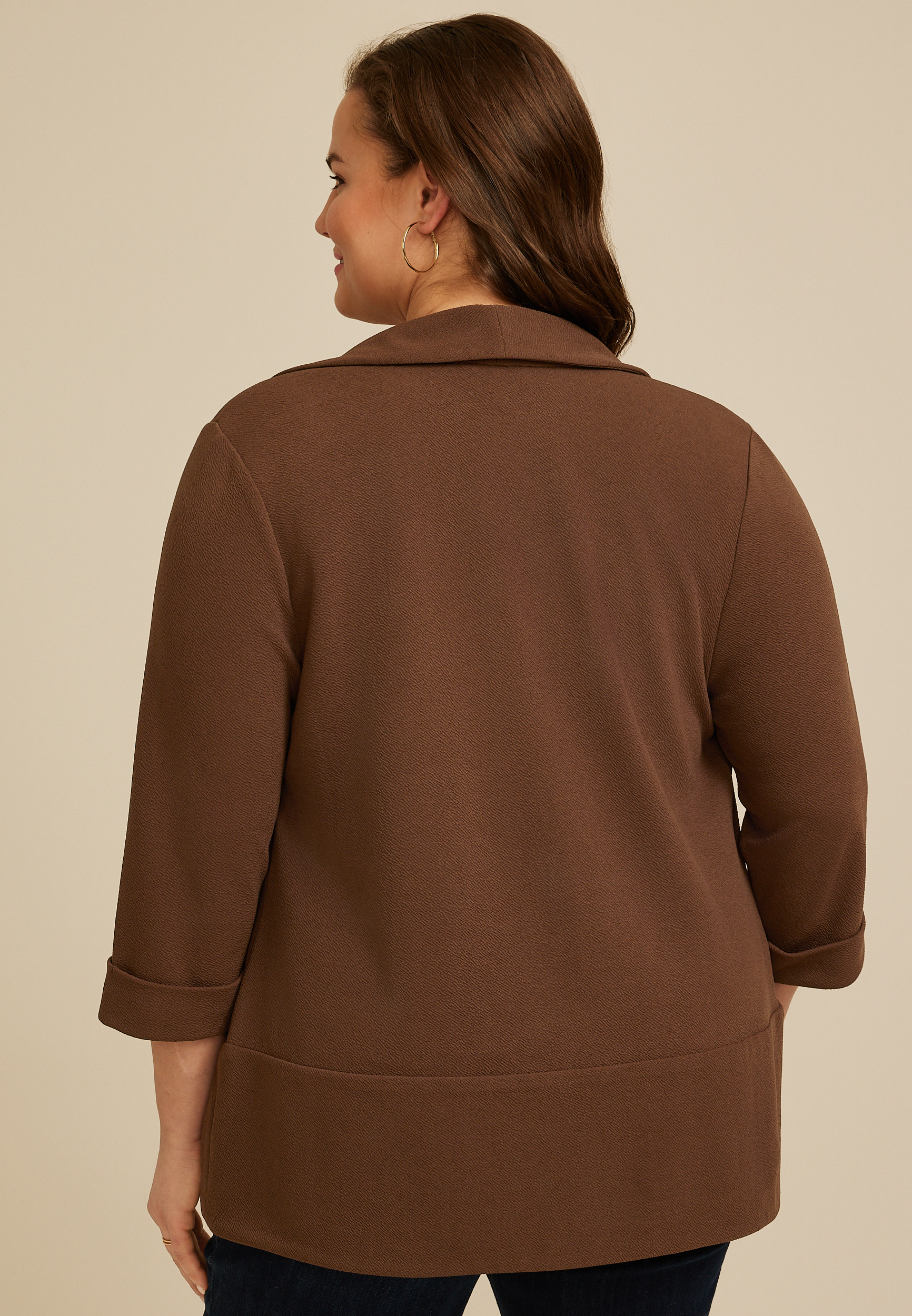 Plus Size Versa 3/4 Sleeve Pocket Blazer - thumbnail 5