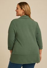 Plus Size Versa 3/4 Sleeve Pocket Blazer, DUCK GREEN, small