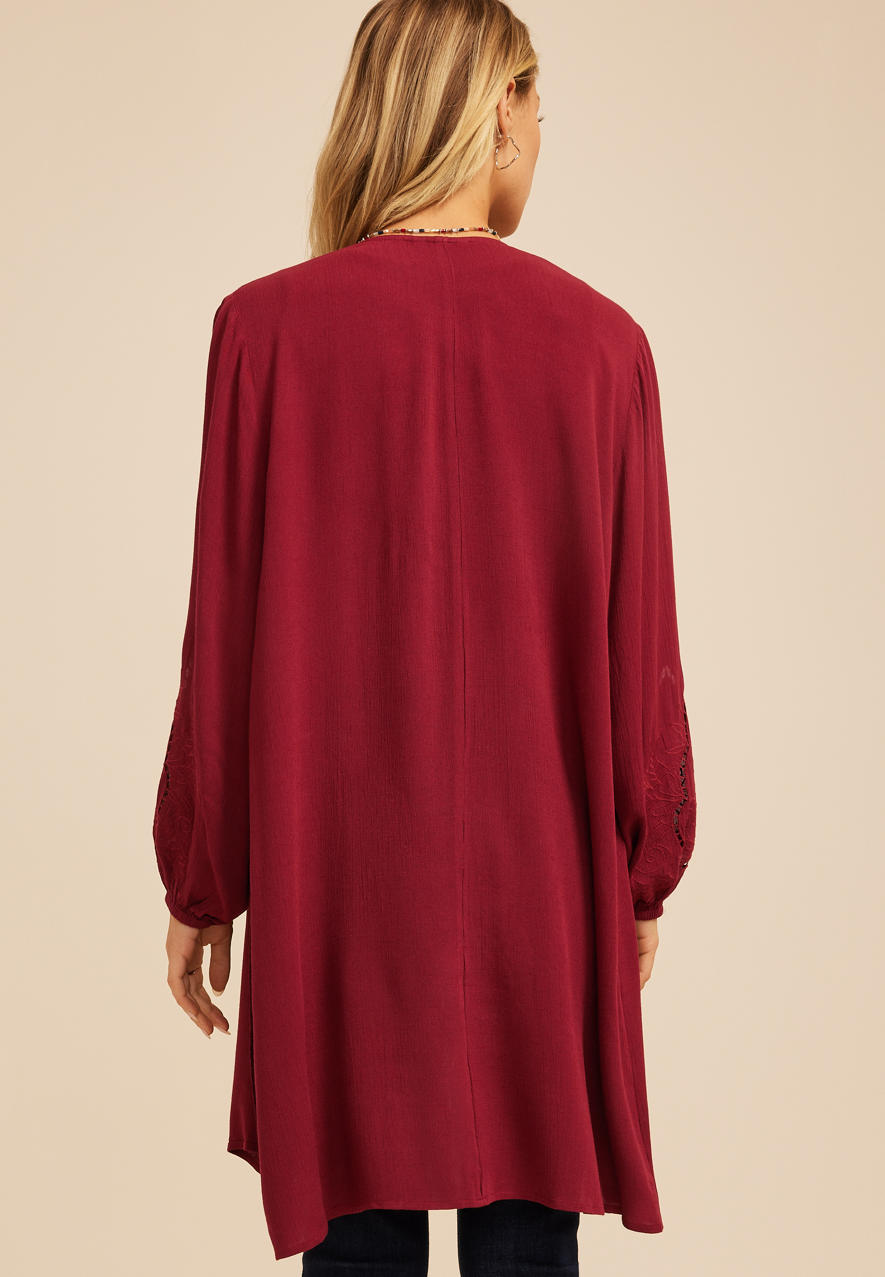 Embroidered Sleeve Kimono