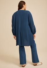 Plus Size Embroidered Sleeve Kimono, C1605, small
