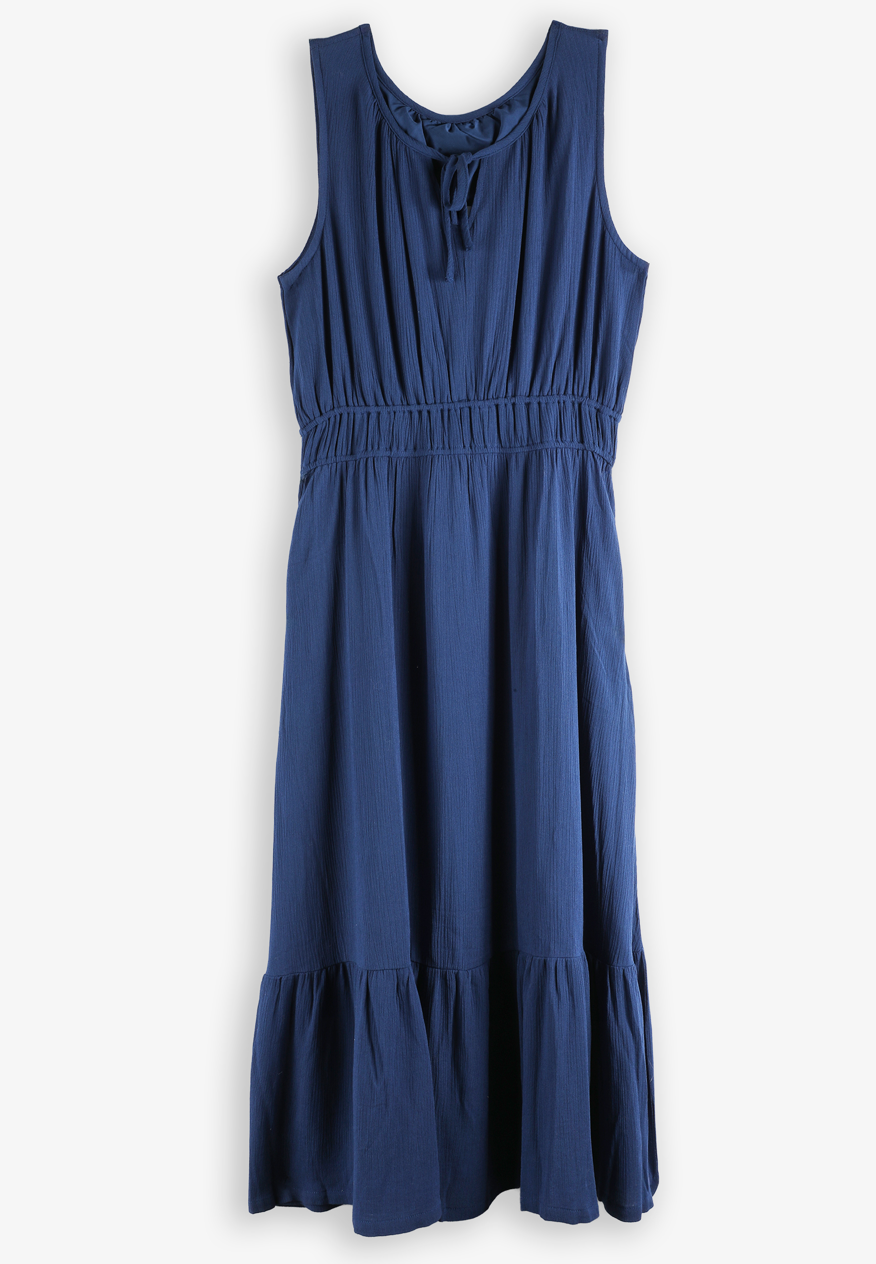 Bare Tie Notch Neck Empire Waist Midi Dress