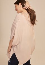 Crochet Applique Medallion Back Open Front Kimono, DOESKIN, small