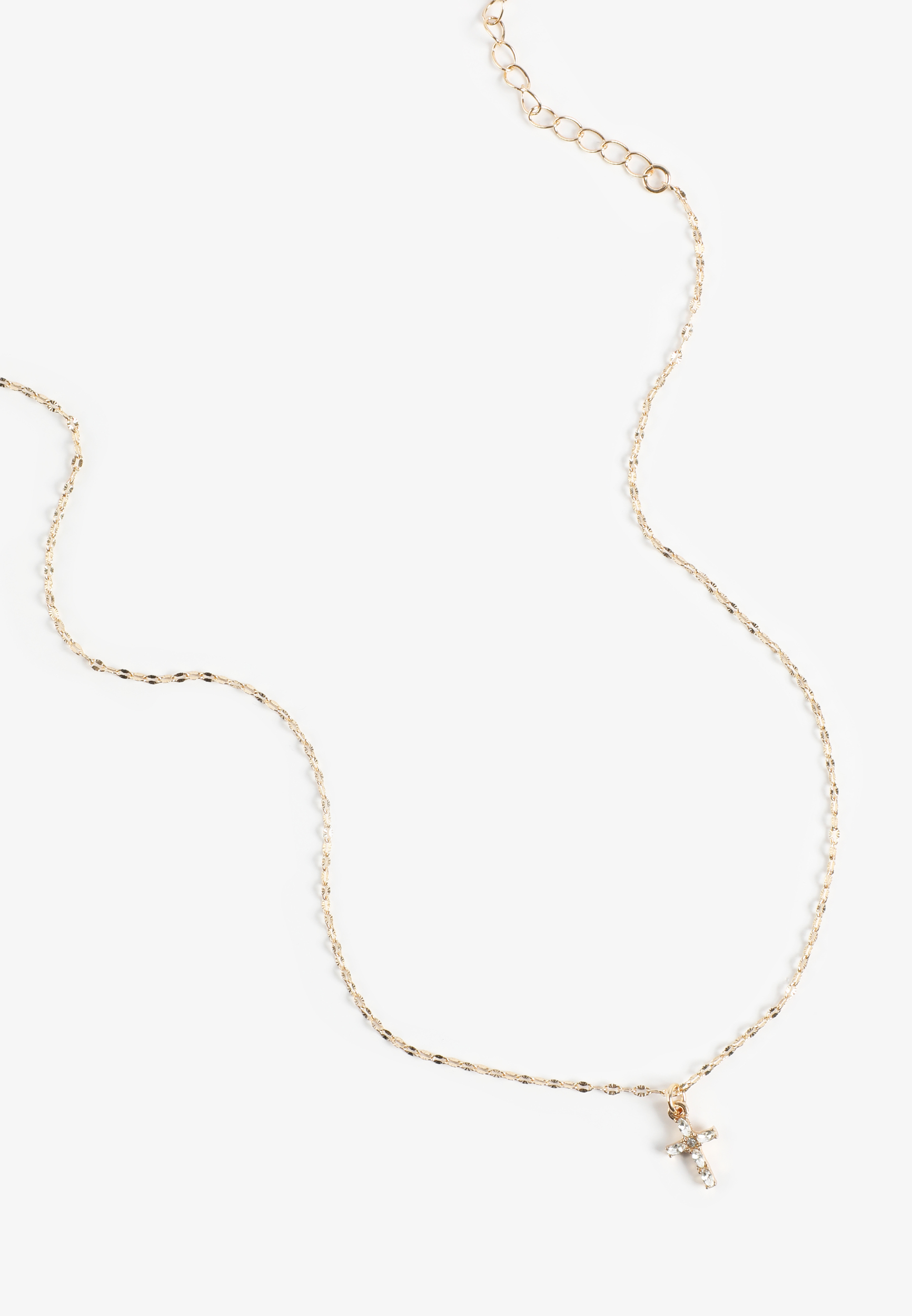 Danity Rhinestone Cross Pendant Necklace