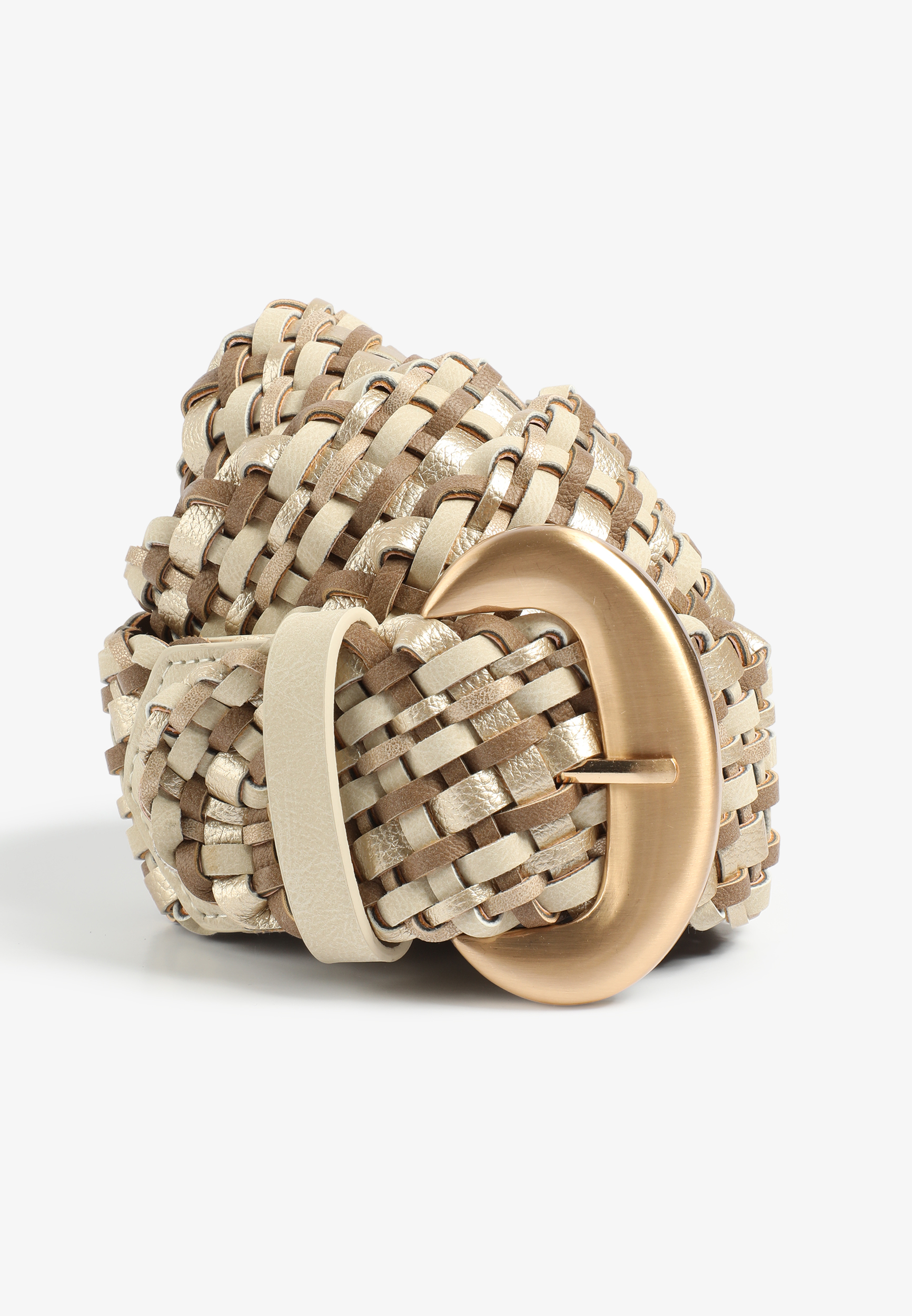 Multi Neutral Woven Faux Leather Belt