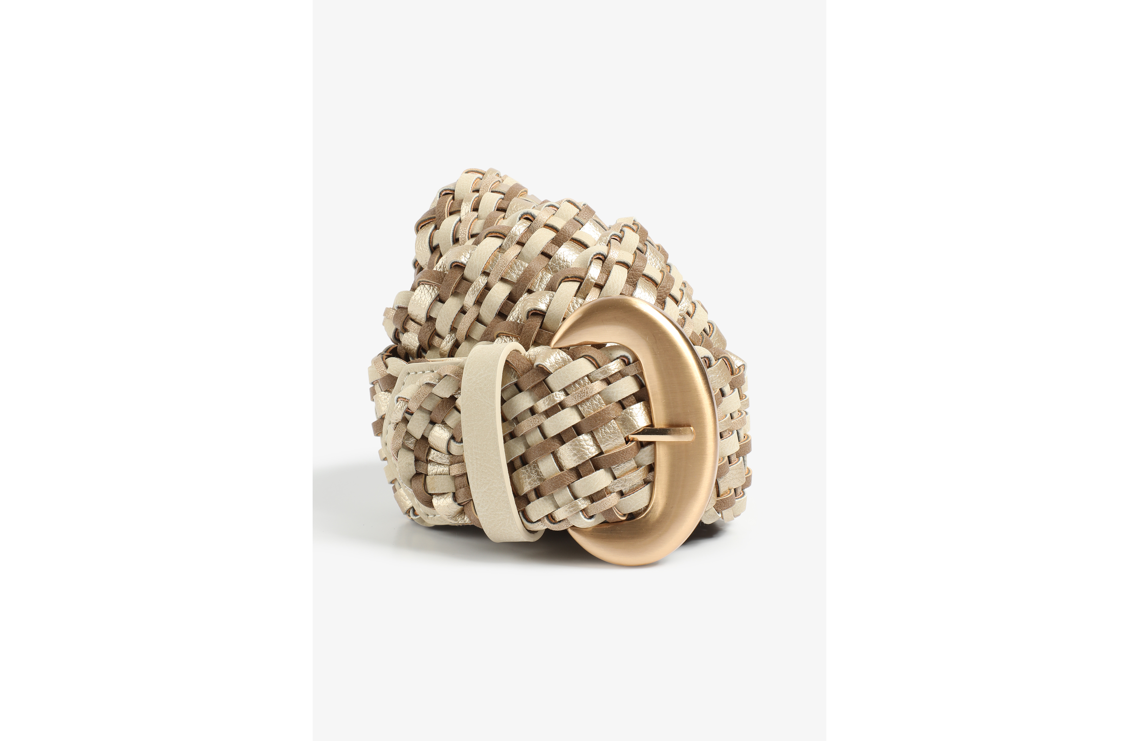 Multi Neutral Woven Faux Leather Belt
