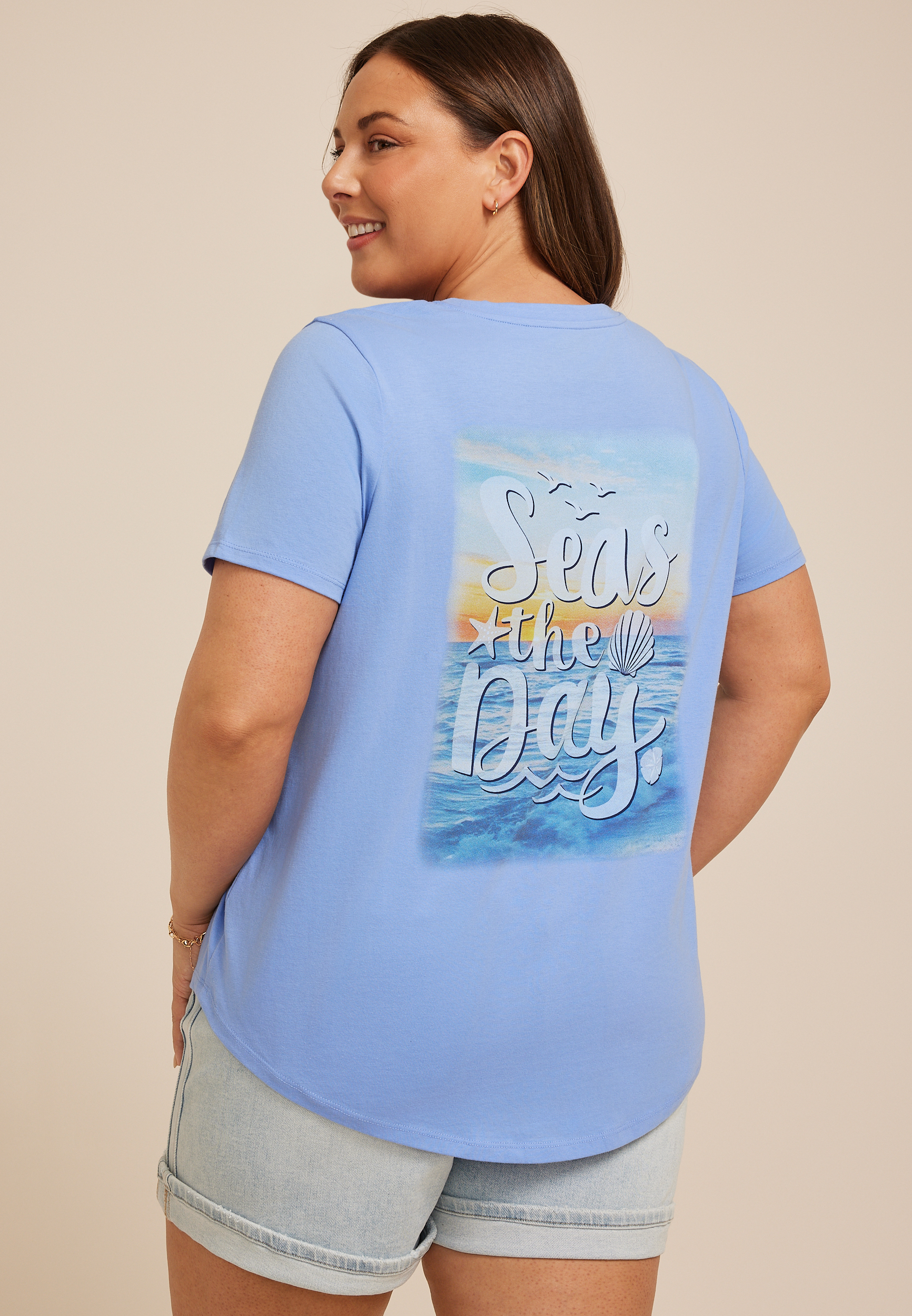 Plus Size Seas The Day Classic Fit Graphic Tee, C3967, large