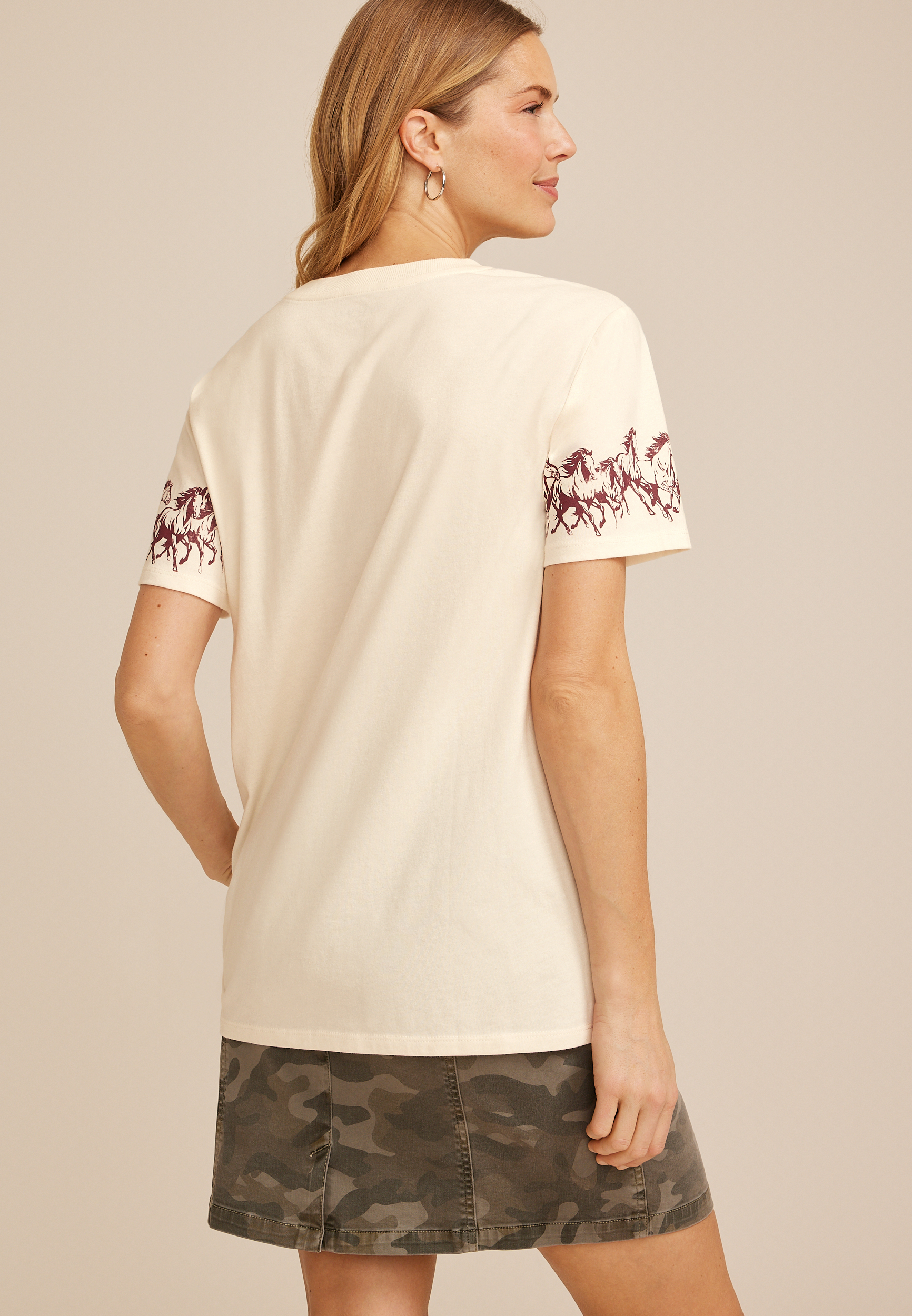 Running Horse Oversized Fit Graphic Tee, GARDENIA, large