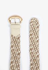 Plus Size Multi Neutral Woven Faux Leather Belt, C2392, small