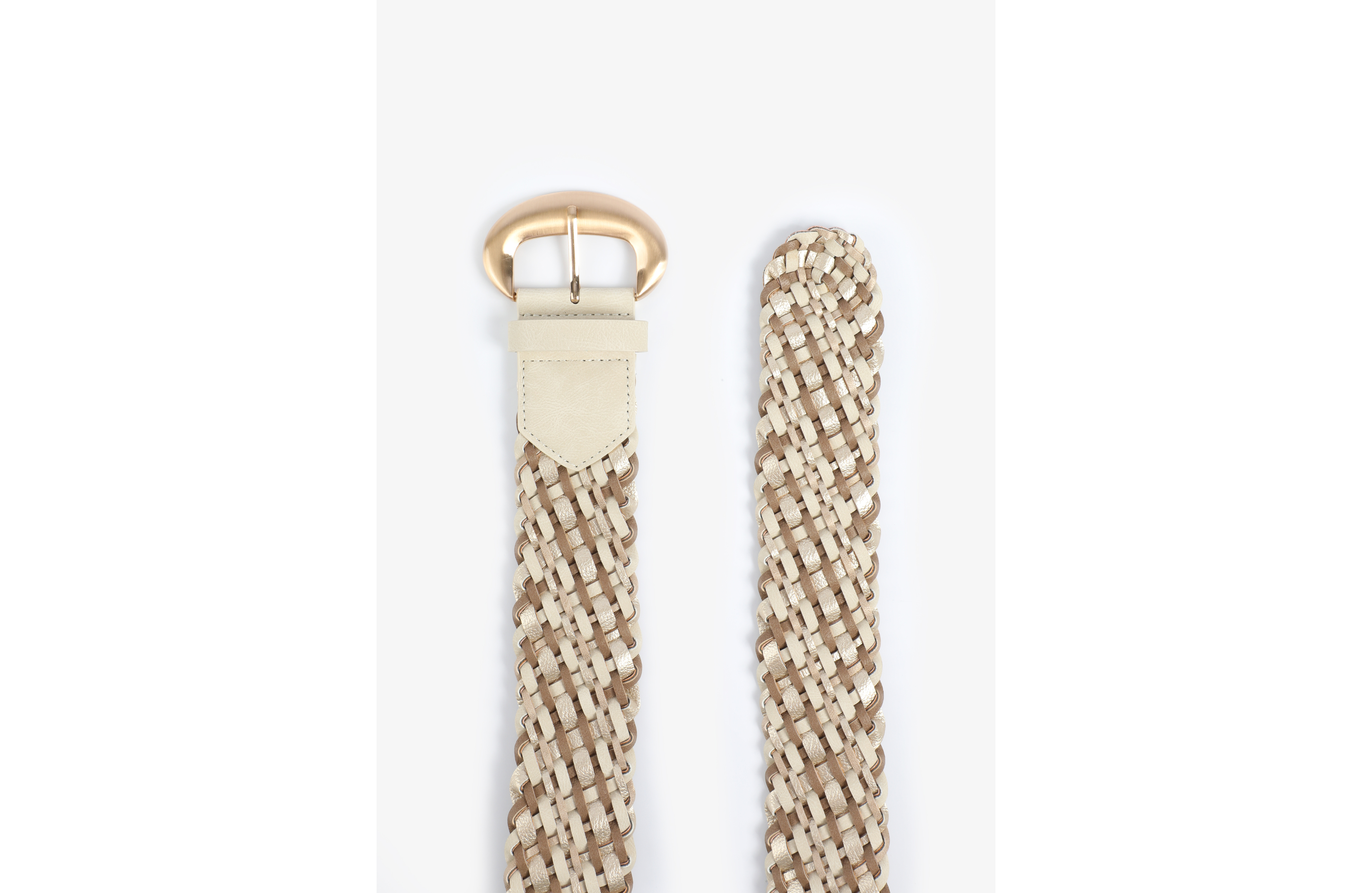Plus Multi Neutral Woven Faux Leather Belt