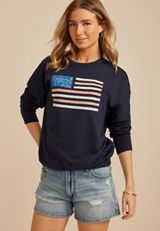 Americana Patchwork Flag Sweatshirt, C1605, small
