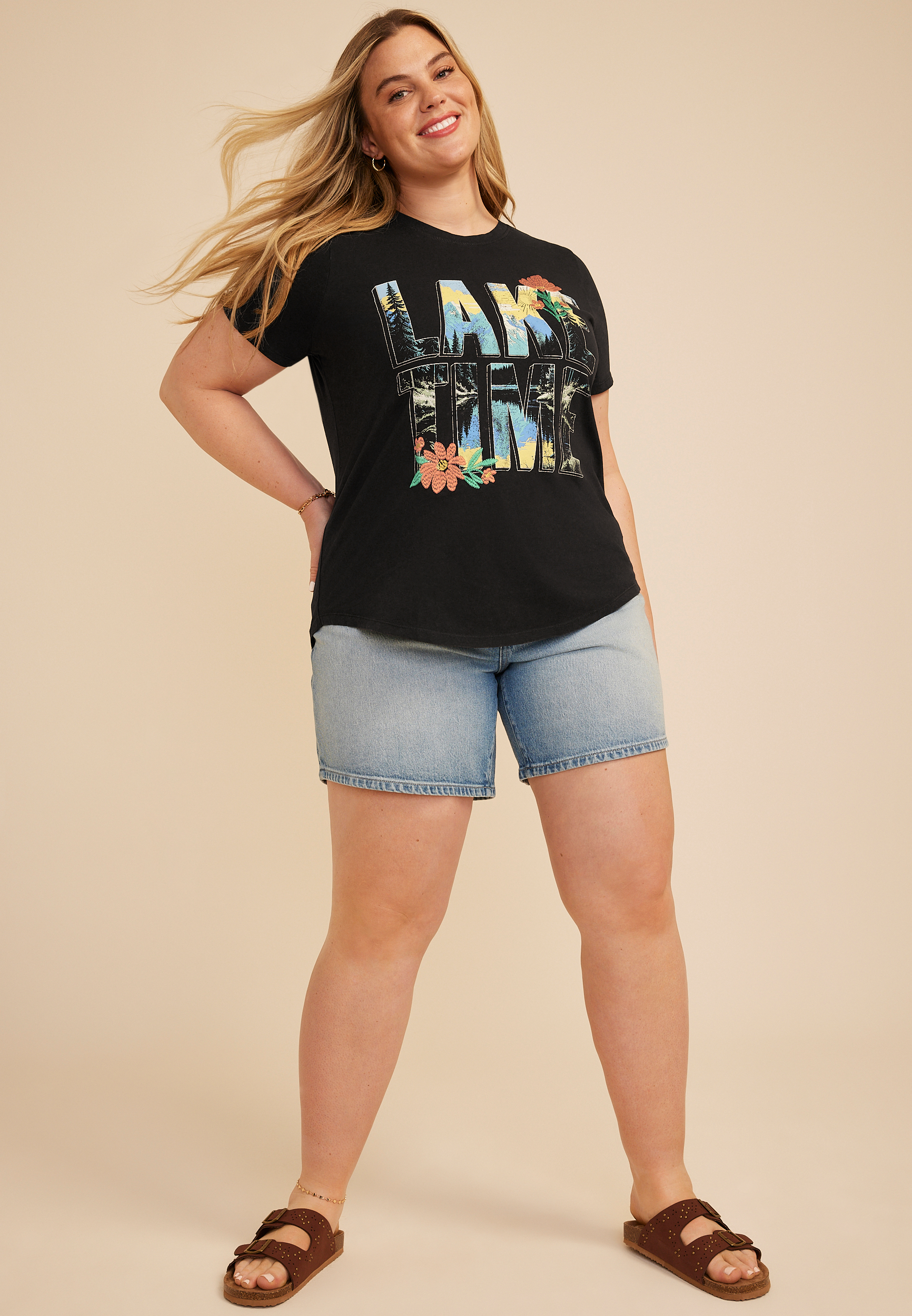 Plus Size Lake Time Classic Fit Graphic Tee