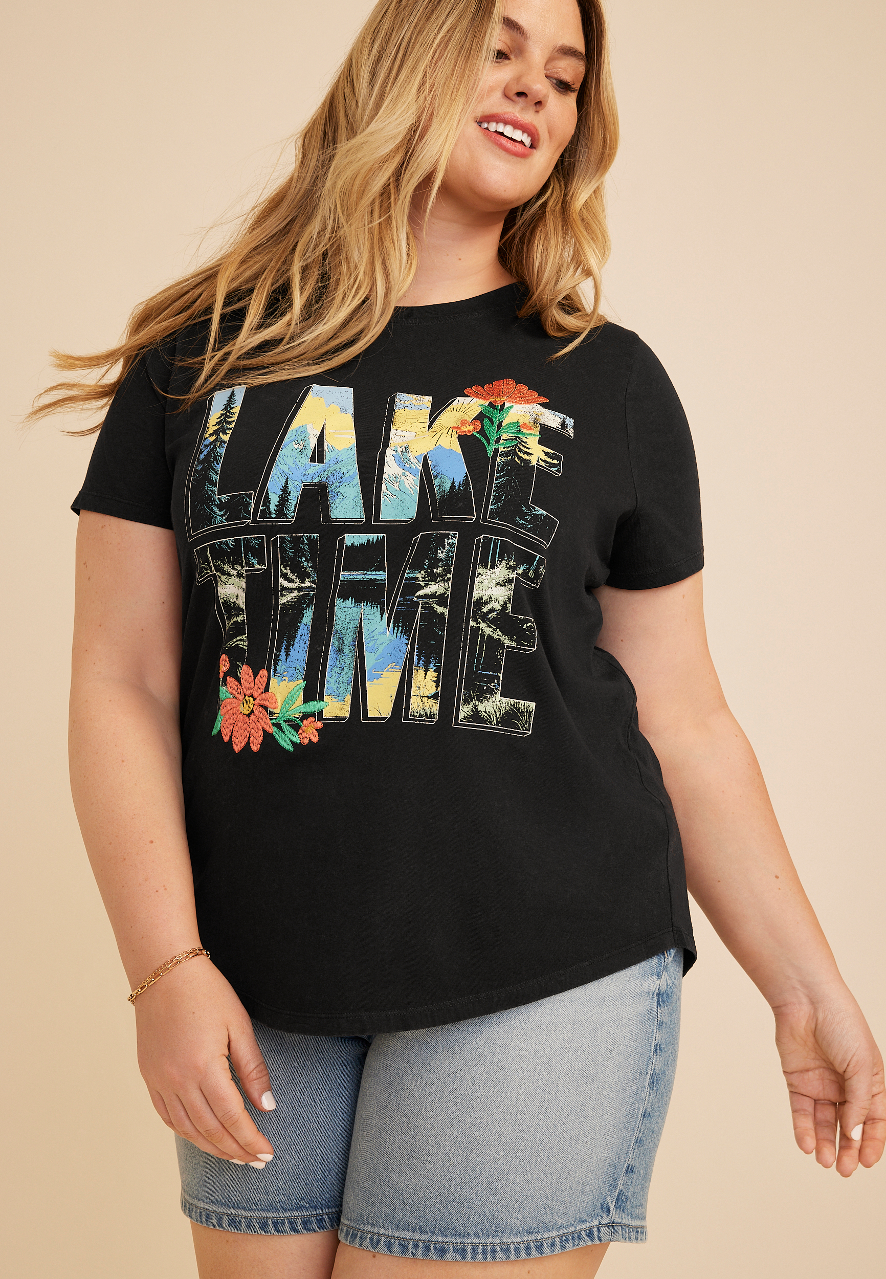 Plus Size Lake Time Classic Fit Graphic Tee, C106, large