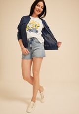 Gingham Lemon Farm Embroidered Classic Fit Graphic Tee, C4673, small