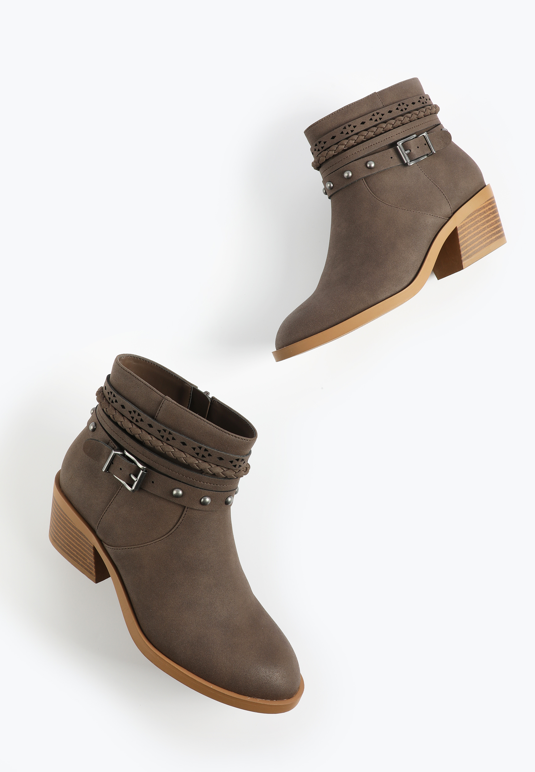 SuperCush Strappy Faux Suede Ankle Boot, MUSHROOM, large