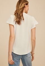 Clip Dot Lace Eyelet Trim Button Down Top, C4673, small