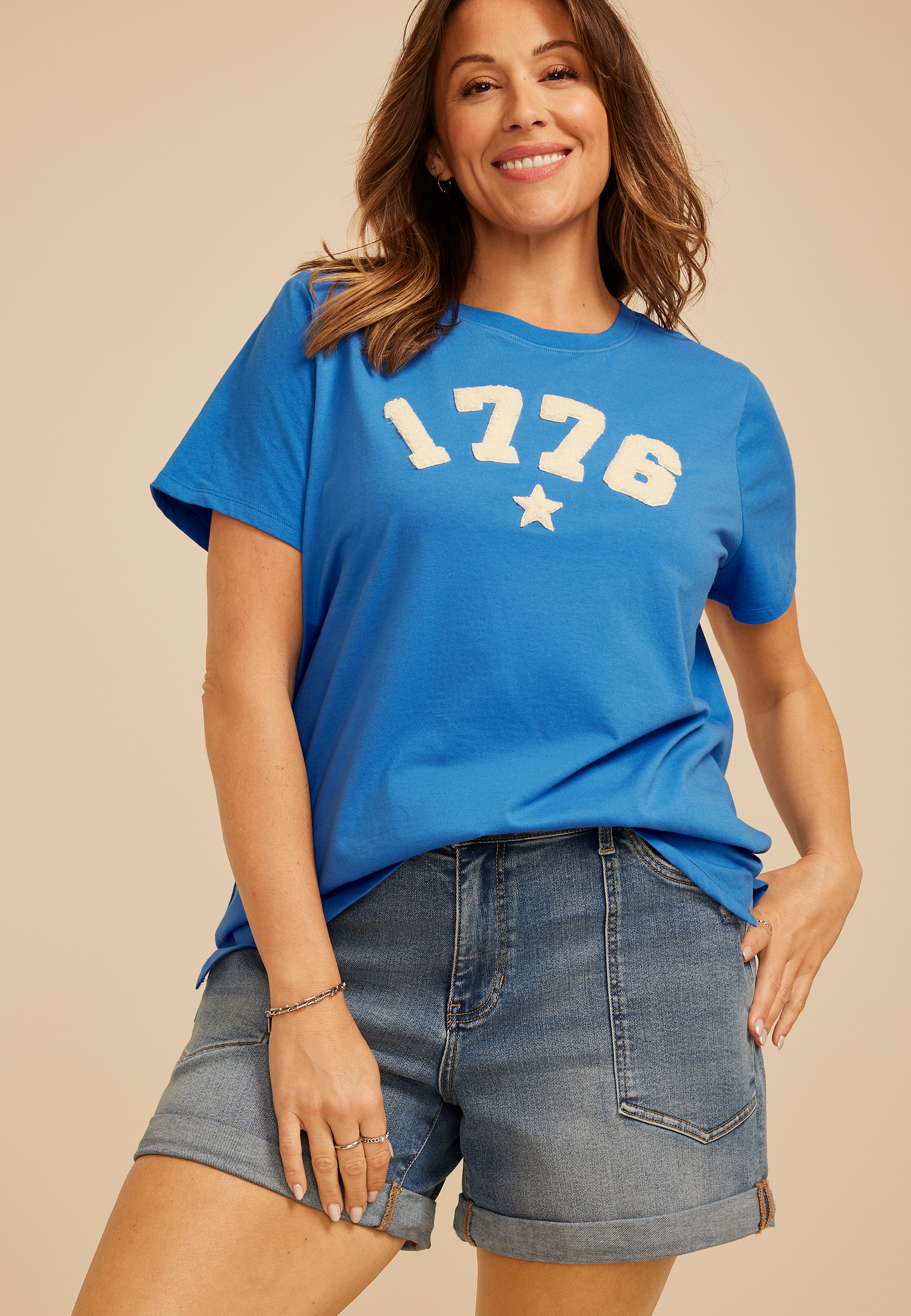 Plus Size Americana 1776 Chenille Classic Fit Graphic Tee, C1879, large