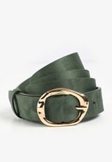Green Faux Suede Hammered Buckle Belt, C1612, small