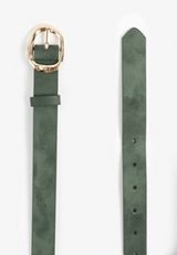 Green Faux Suede Hammered Buckle Belt, C1612, small