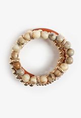 Mixed Bead Stretch Bracelet Set, MIXED METAL, small