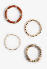 Mixed Bead Stretch Bracelet Set, MIXED METAL, small
