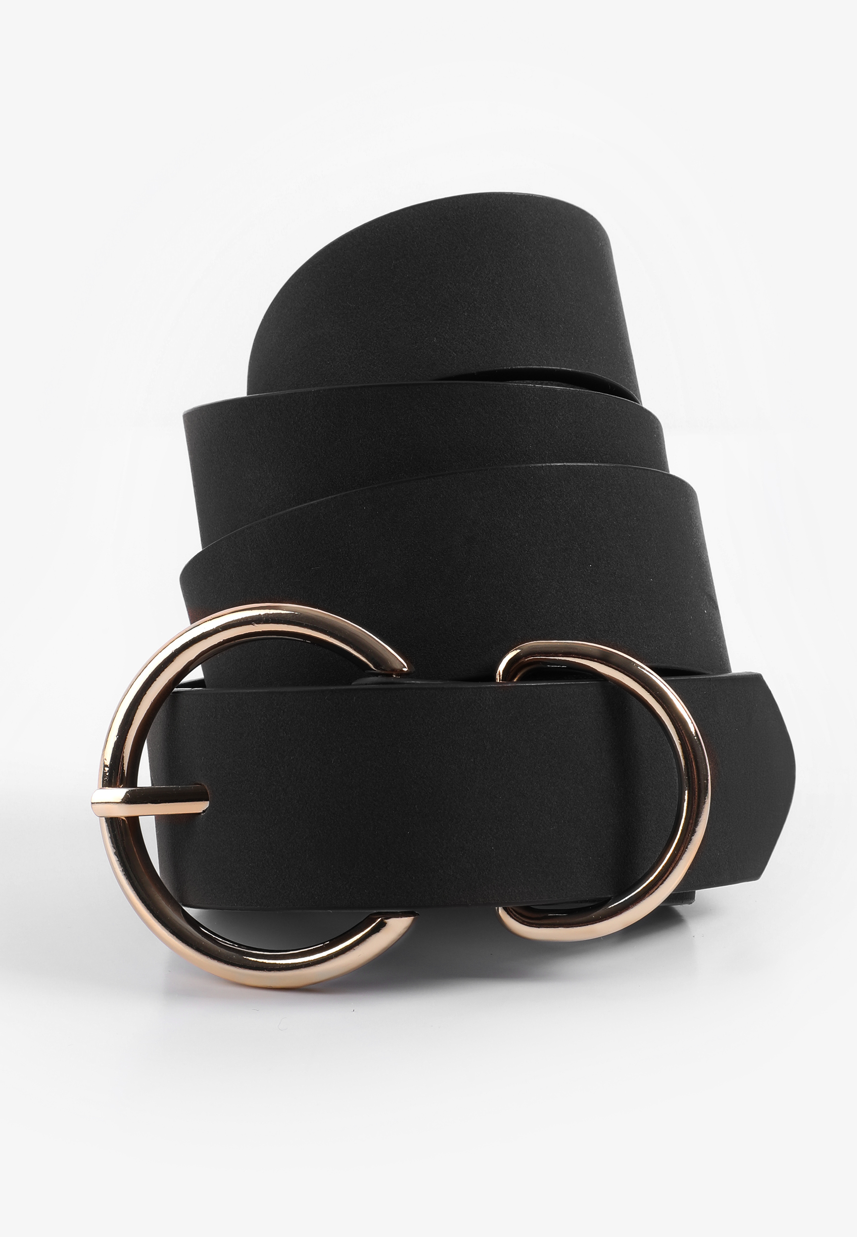 Matte Black Double Ring Buckle Belt