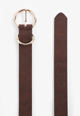 Plus Size Double Ring Gold Buckle Belt, C115, small
