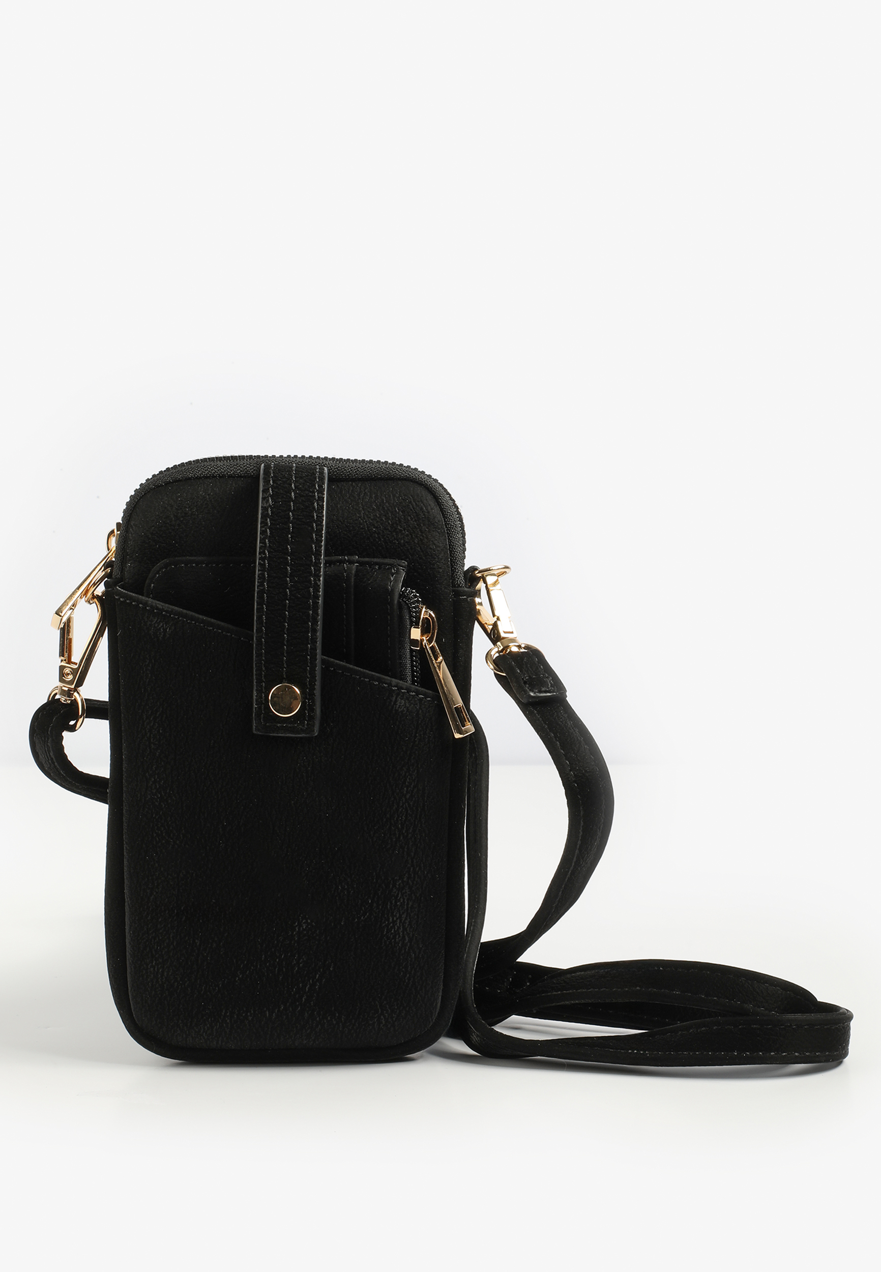 Black North South Crossbody Removable Wallet