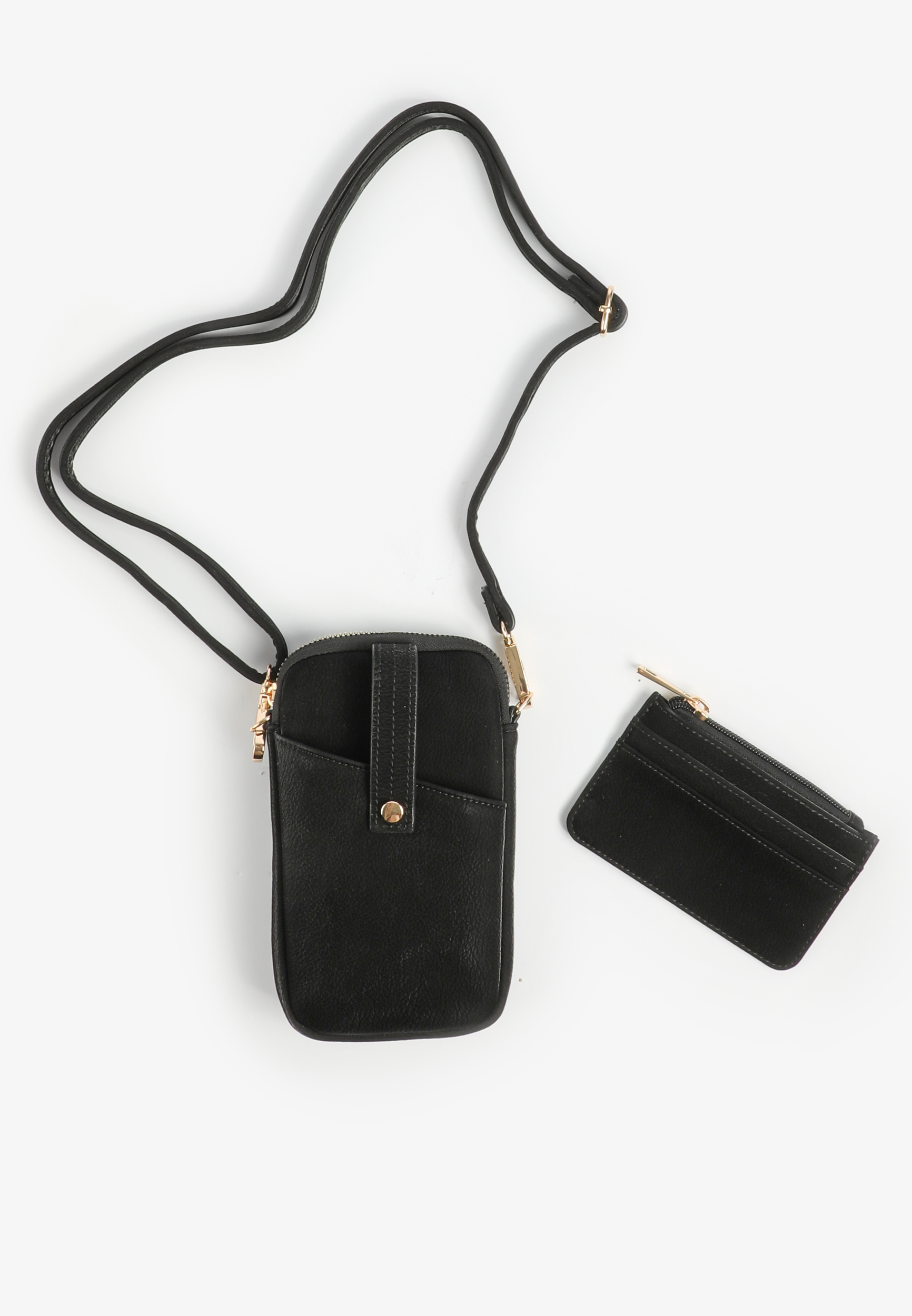Black North South Crossbody Removable Wallet, BLACK, large