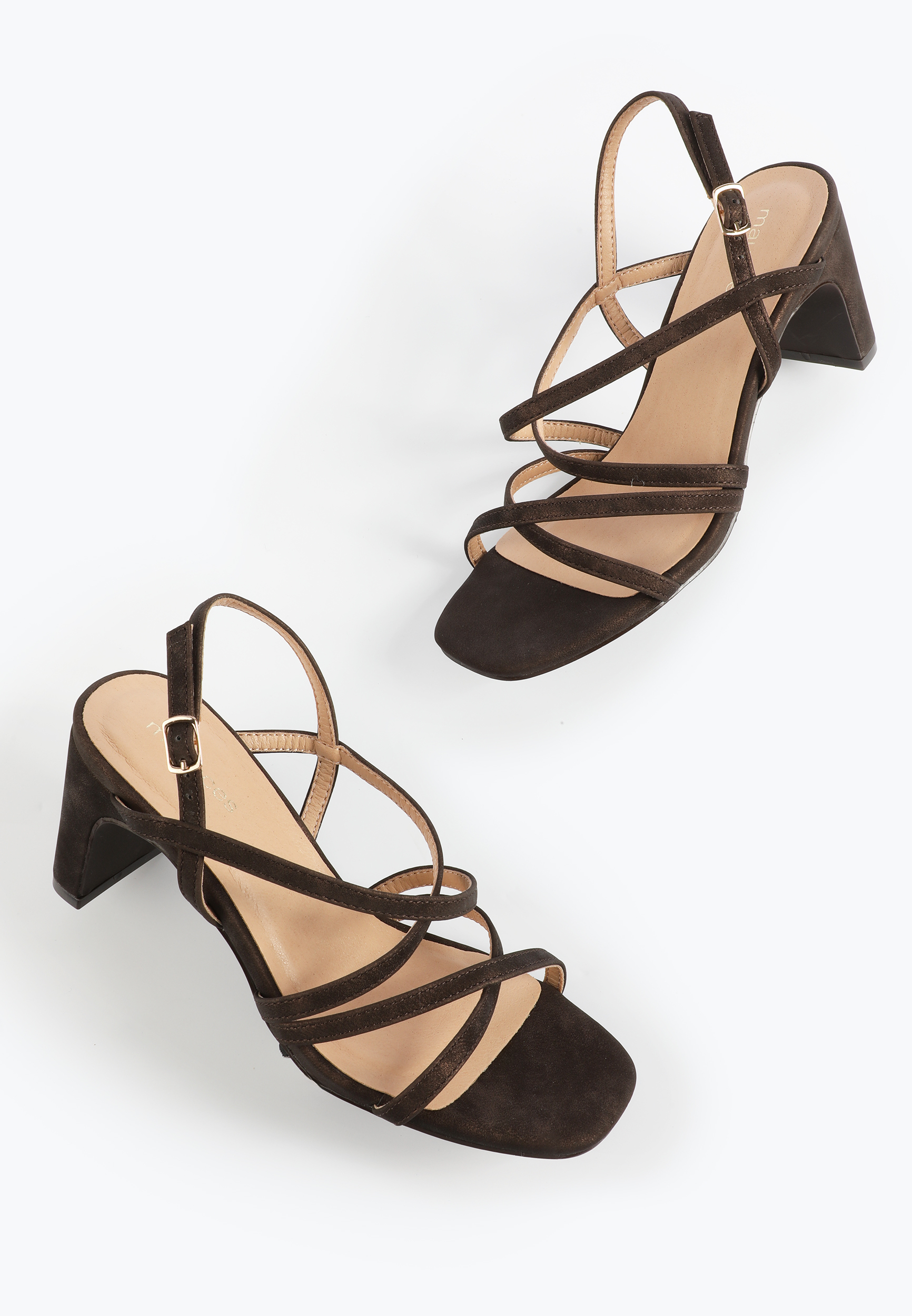 SuperCush Brown Crisscross Strappy Heel, C1594, large