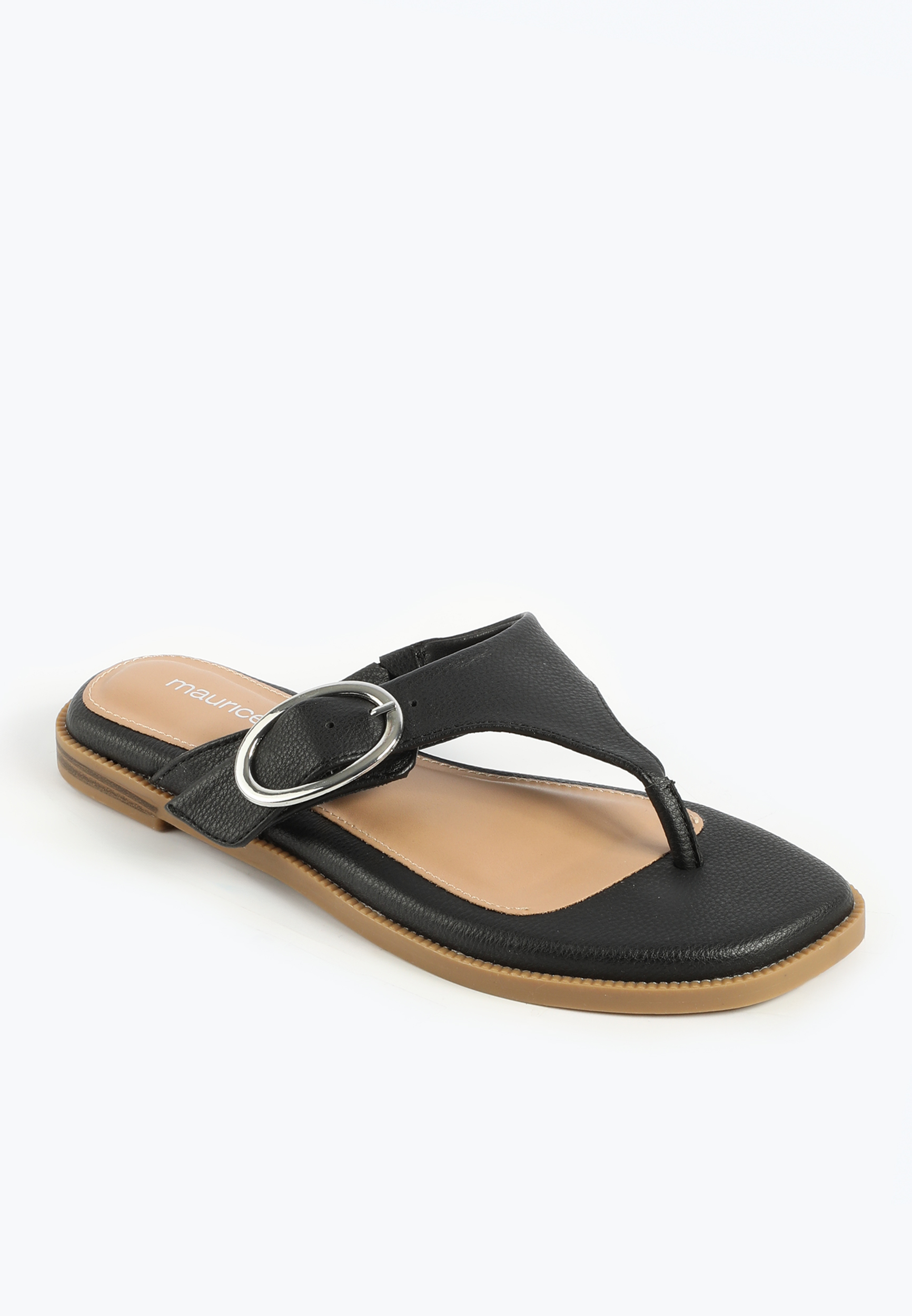 Square Toe Buckle Thong Sandal