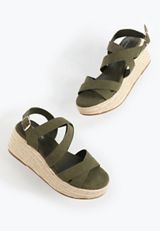 SuperCush Olive Crisscross Strappy Wedge, C186, small