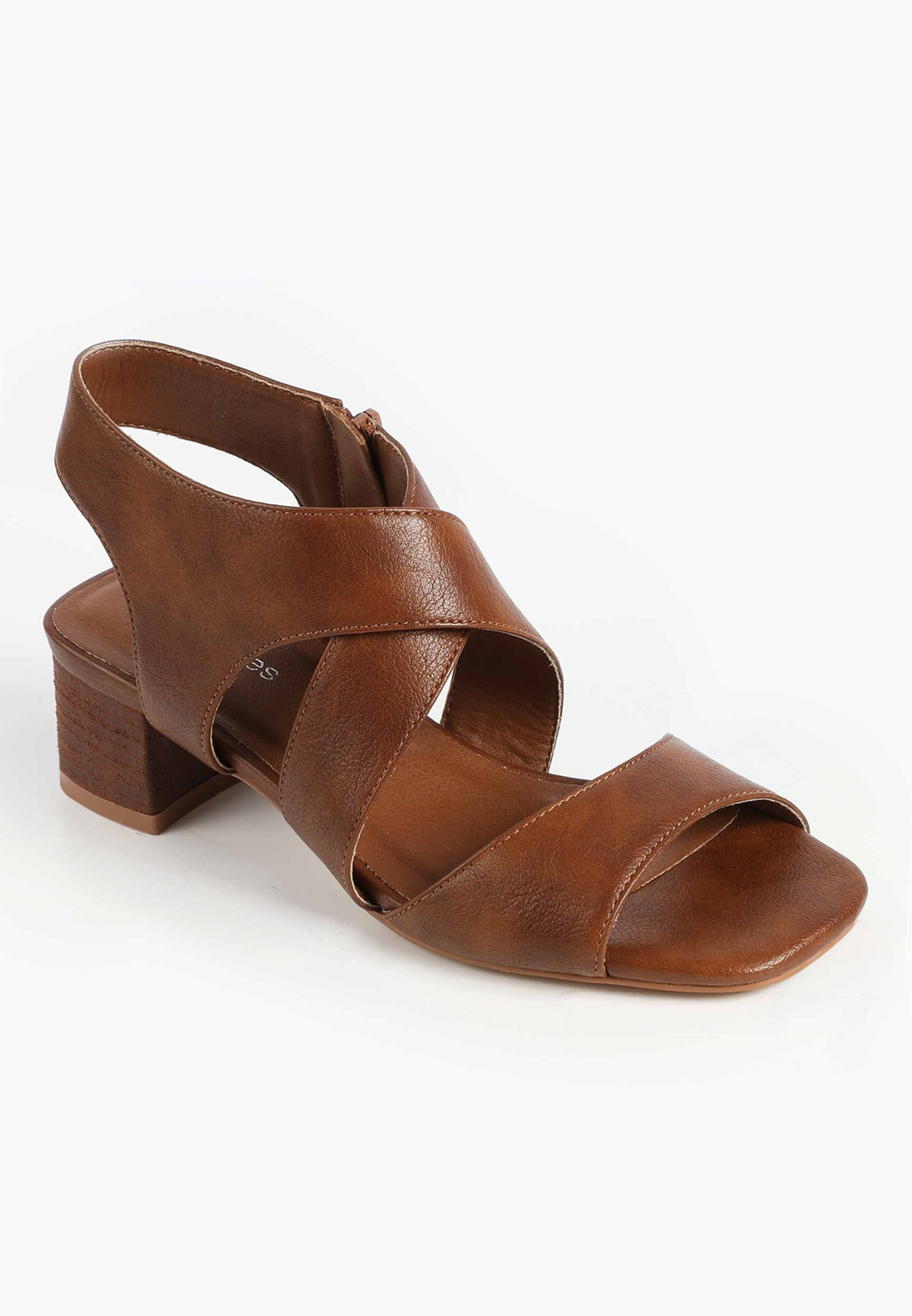 SuperCush Toffee Crisscross Strappy Block Heel, C6866, large