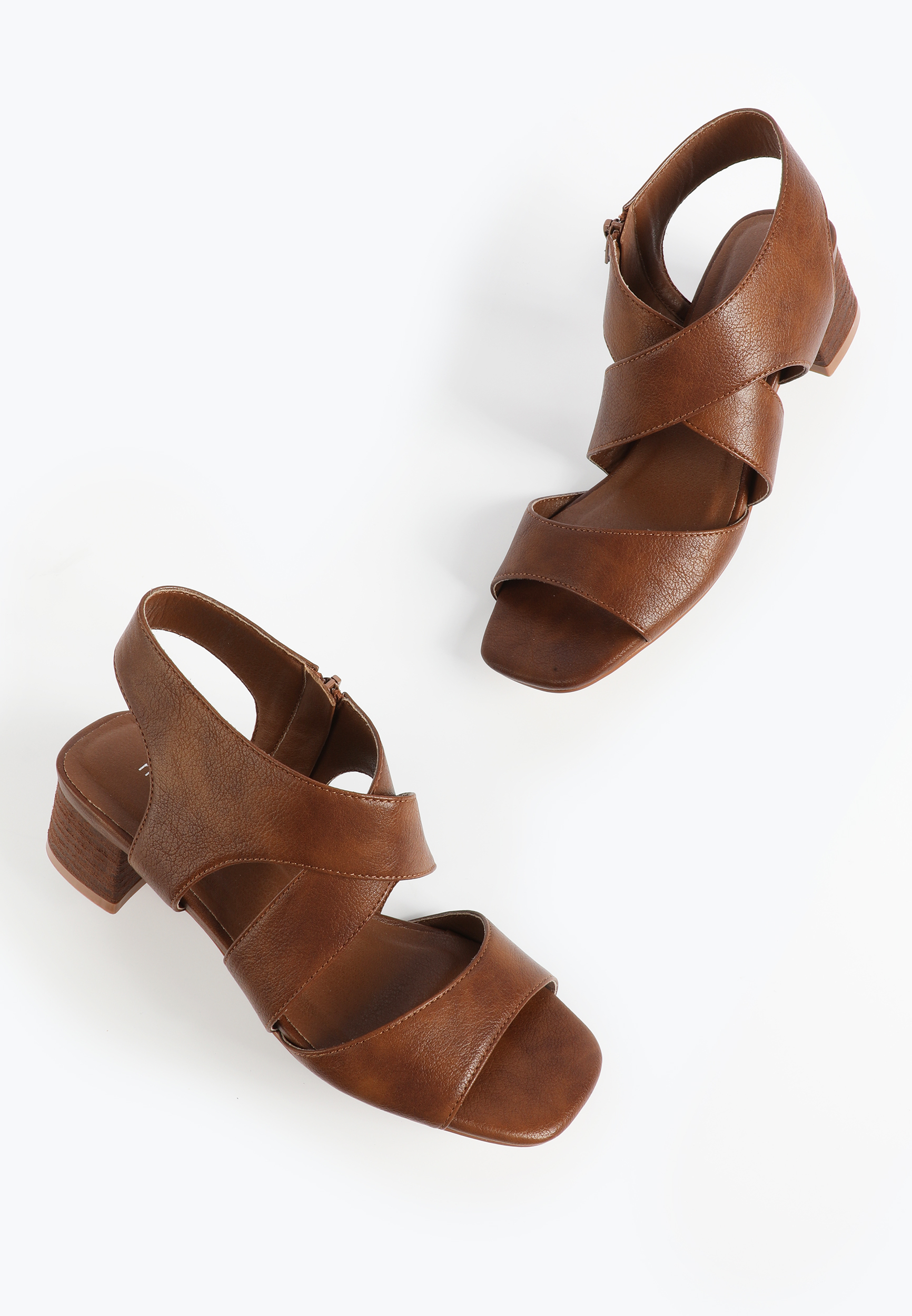 SuperCush Toffee Crisscross Strappy Block Heel, C6866, large