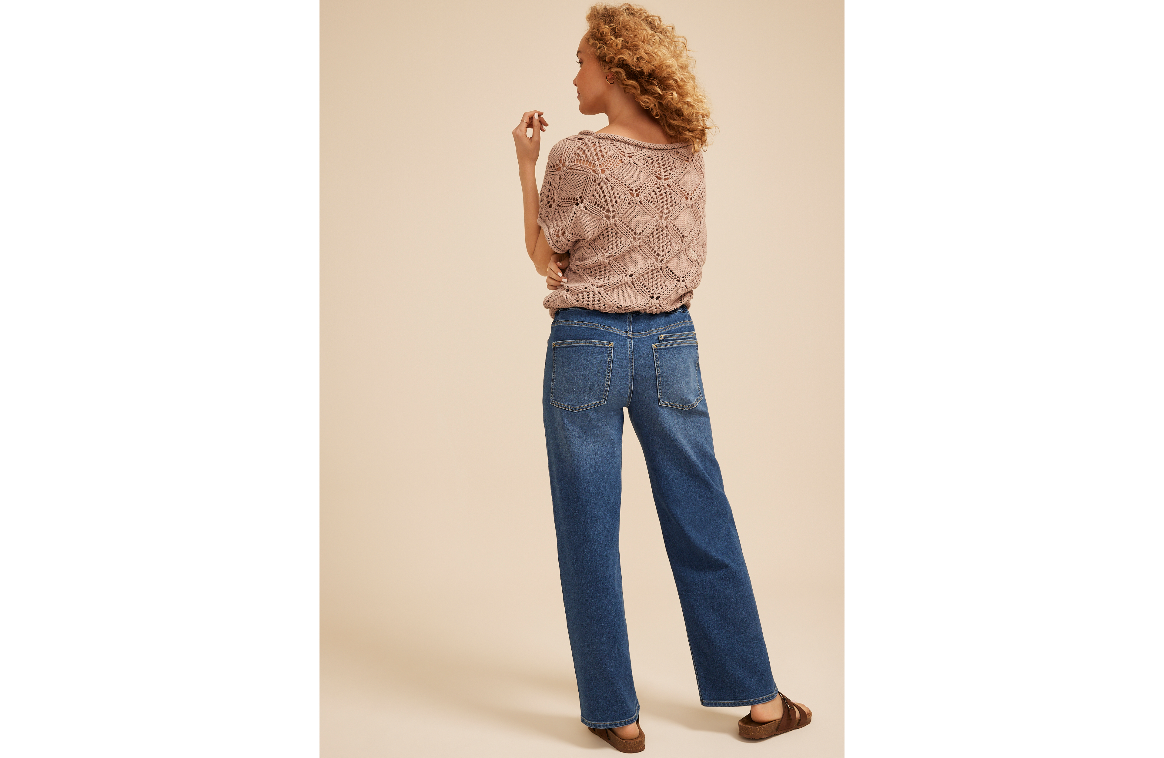 Dark High Rise Pull On Wide Leg Jean
