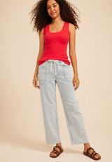 Striped High Rise Pull On Wide Leg Jean, C5425, small