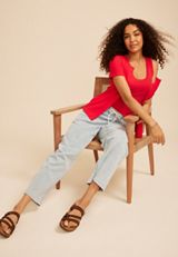 Striped High Rise Pull On Wide Leg Jean, C5425, small