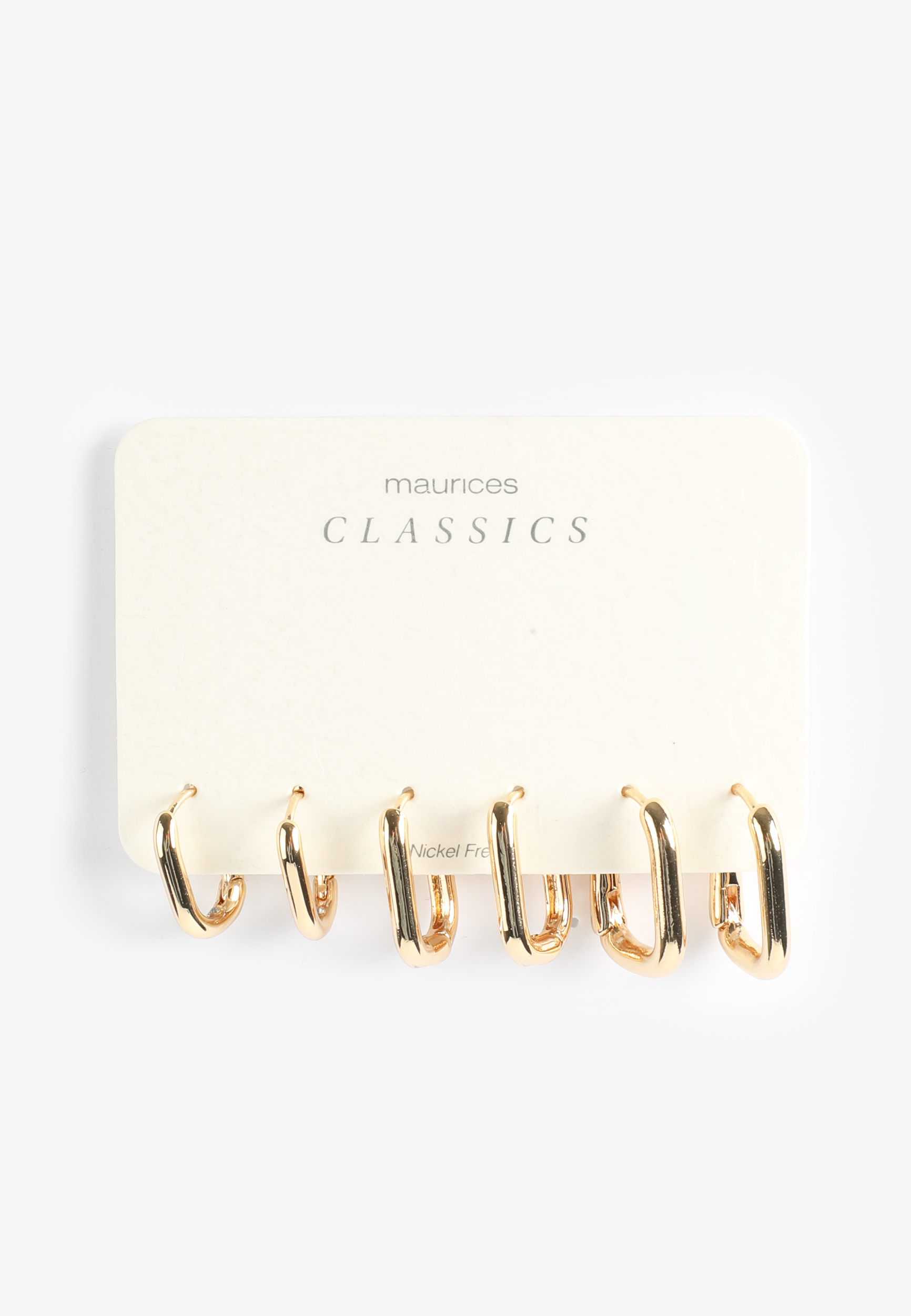 Gold Rectangle Hoop Earring Set