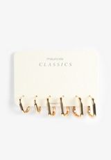 Gold Rectangle Hoop Earring Set, C605, small