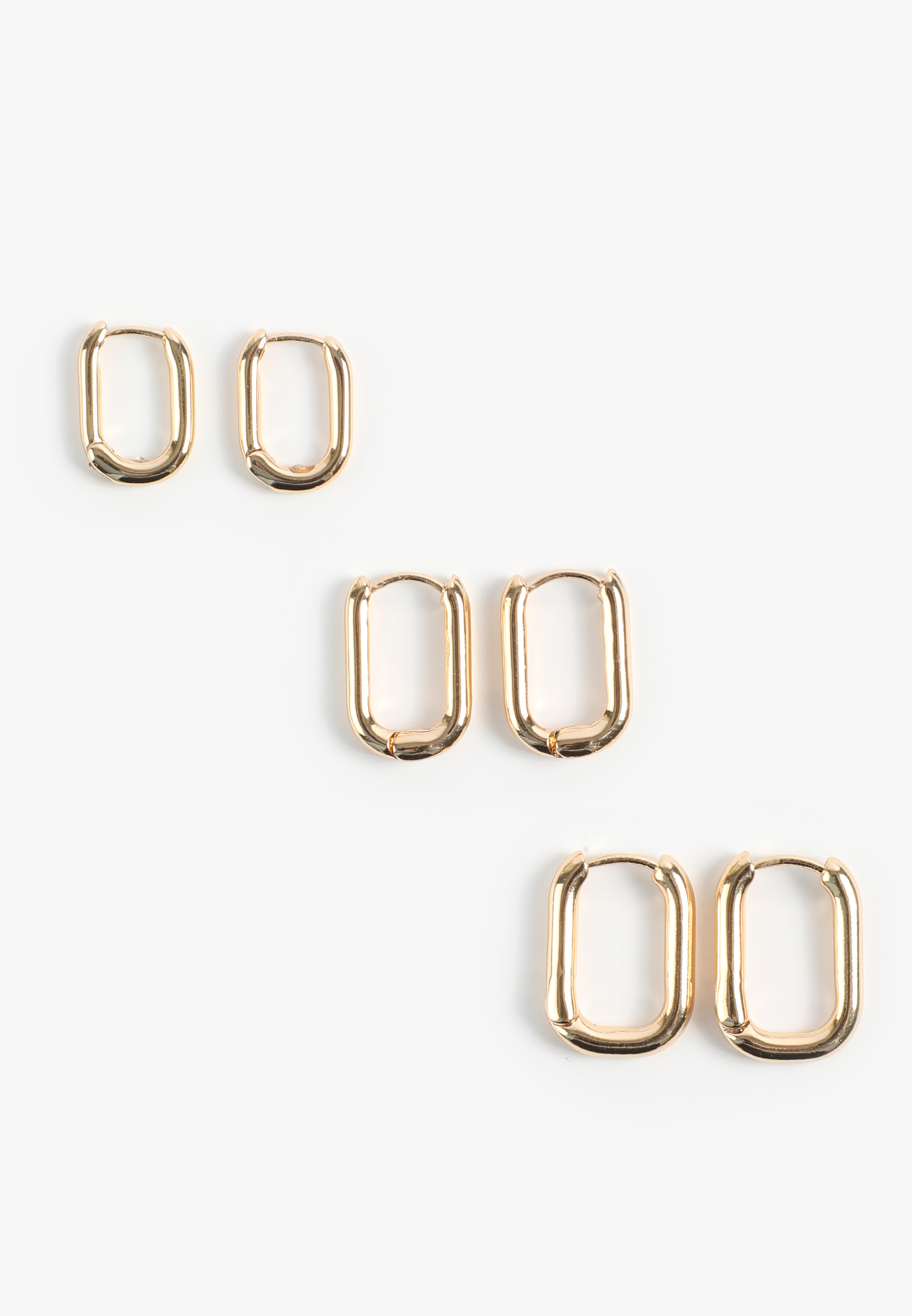 Gold Rectangle Hoop Earring Set, C605, large