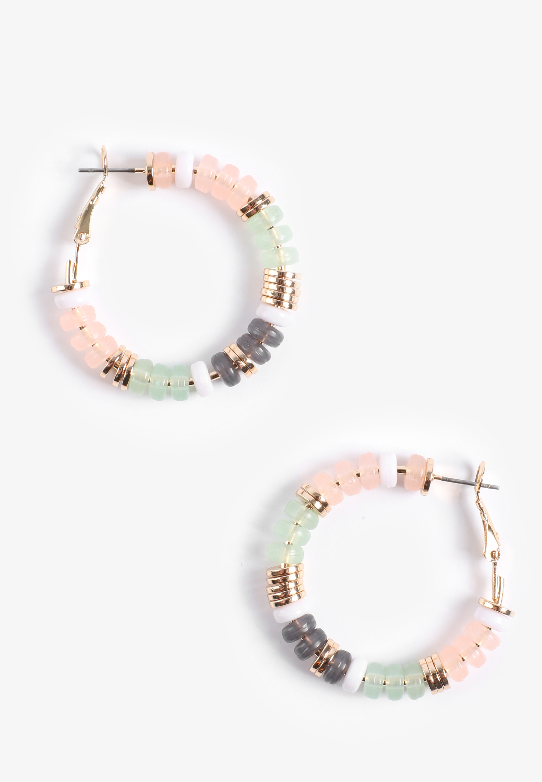 Gold Pastel Beaded Hoop Earrings